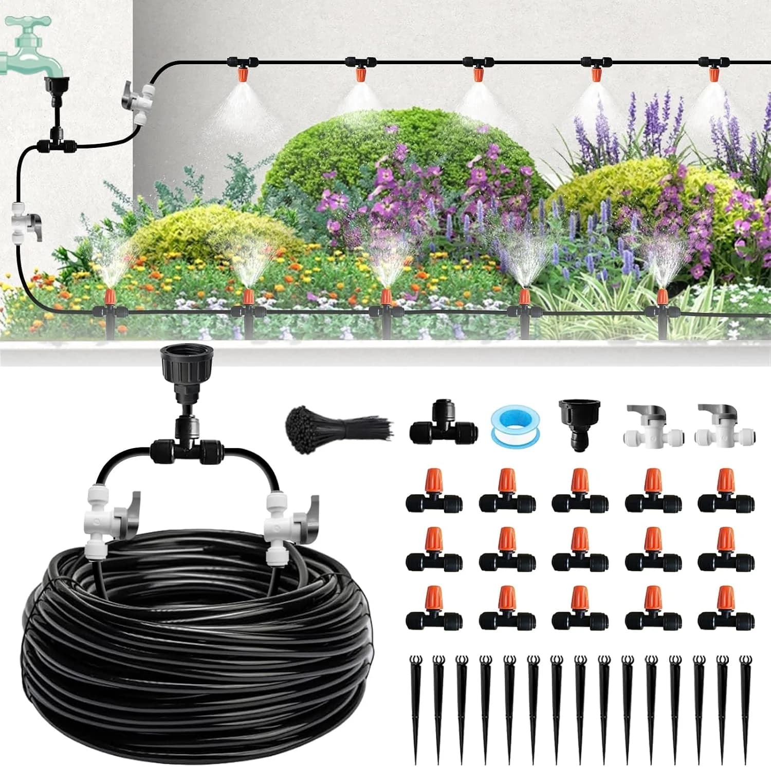 IrriNex 250 ft Raised-Bed Drip Irrigation Kit 60FT option view 1