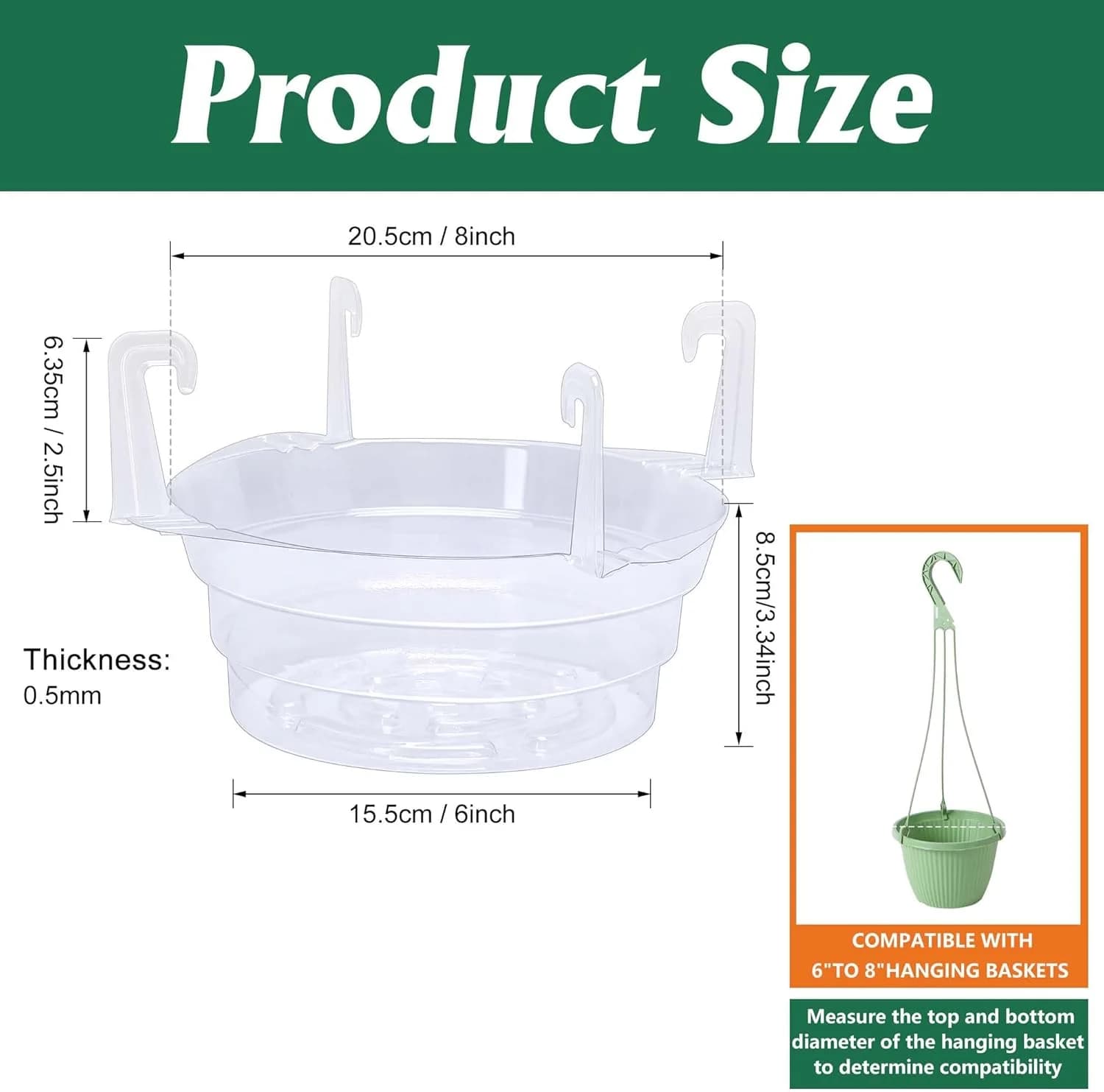 IrriNex 8-inch Hanging Plant Drip Tray Set component view 2