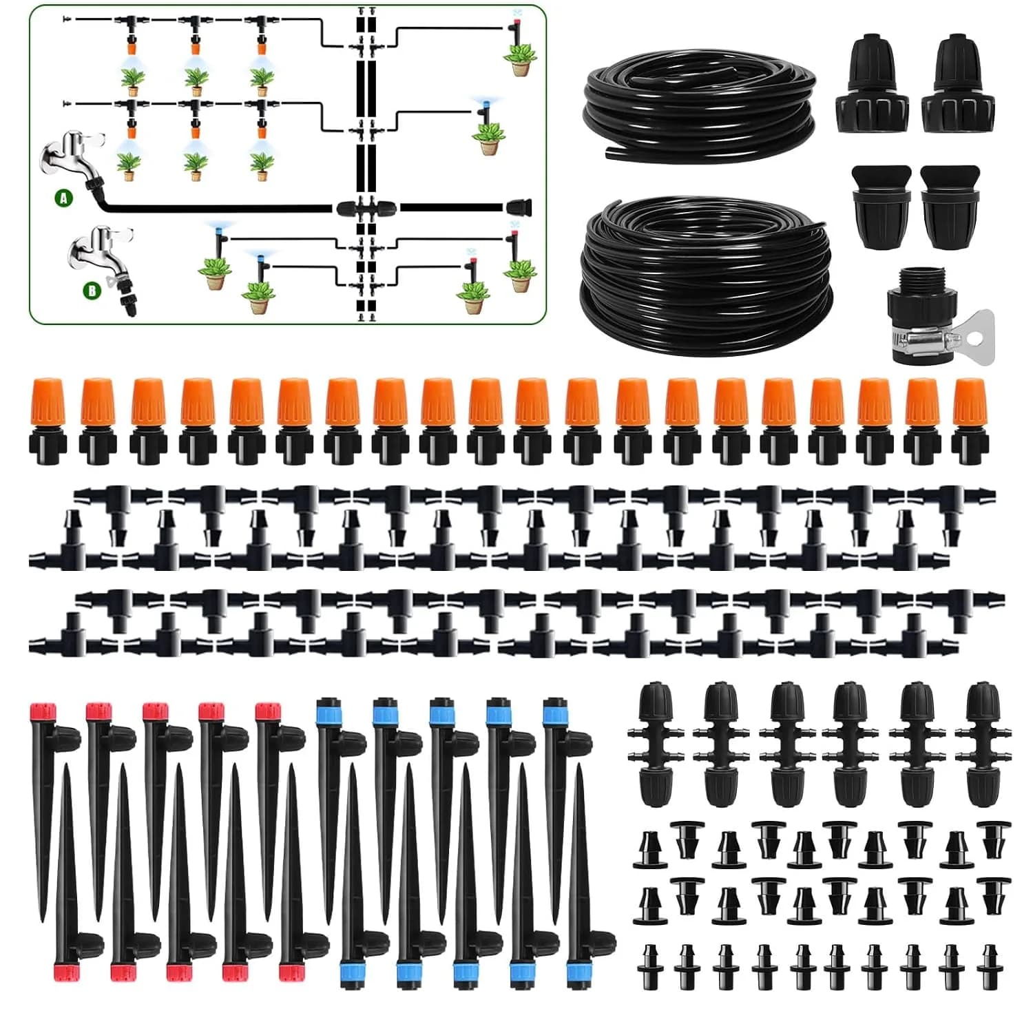 IrriNex 260 ft Drip Irrigation System Kit with 2/5-inch Tubing