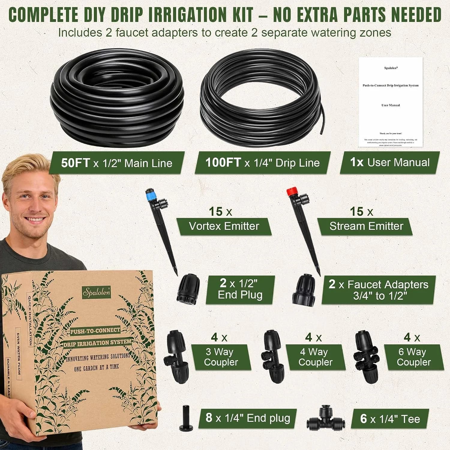 IrriNex 50 ft Drip Irrigation System Kit component view 7