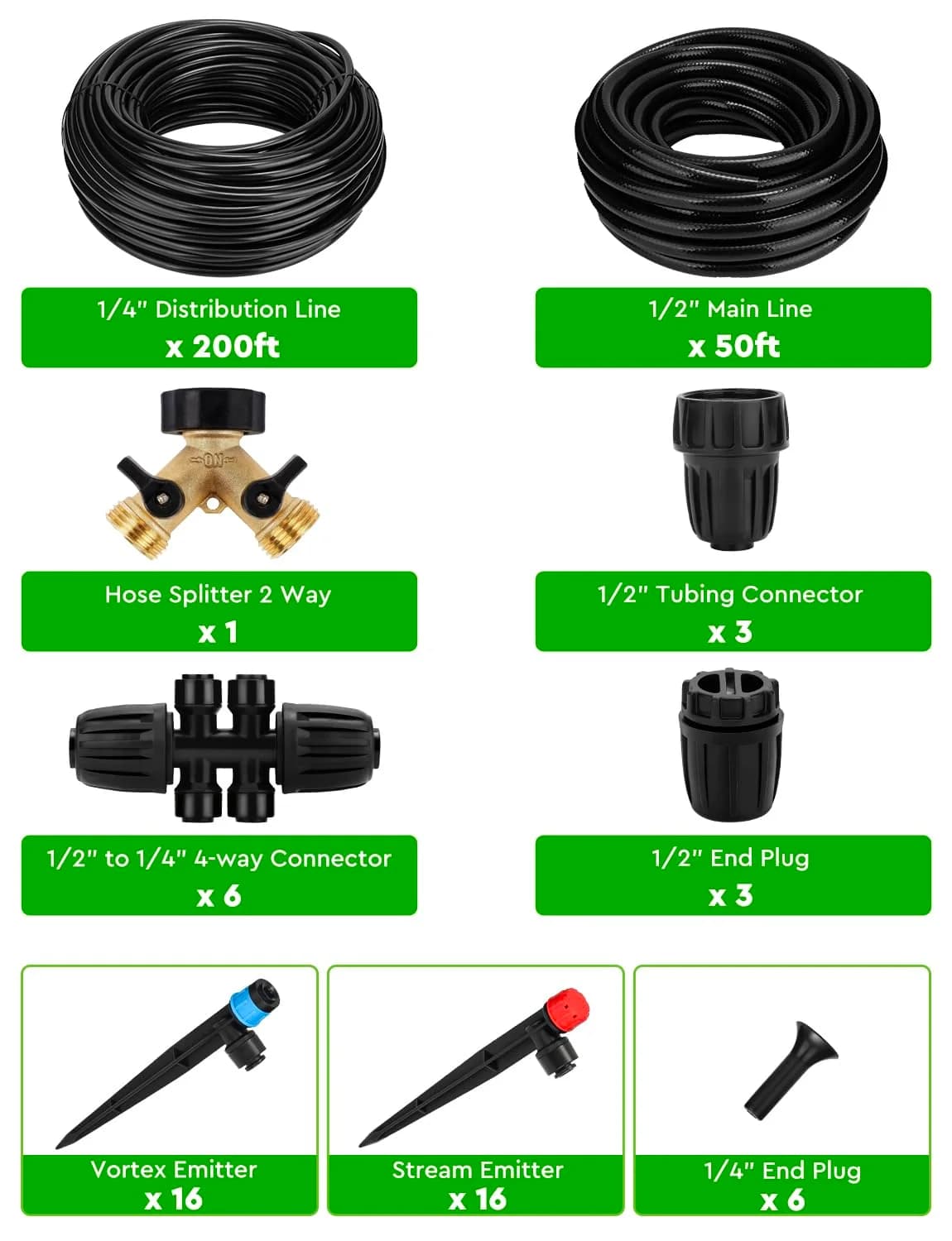 IrriNex 250 ft Drip Irrigation System Kit component view 2