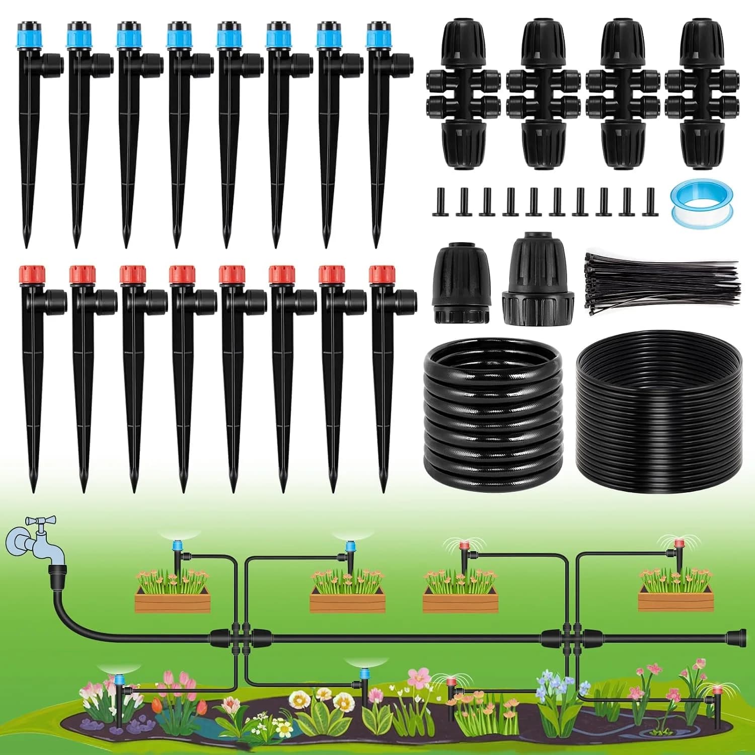 IrriNex 240 ft Drip Irrigation System Kit 95.5 ft option view 1