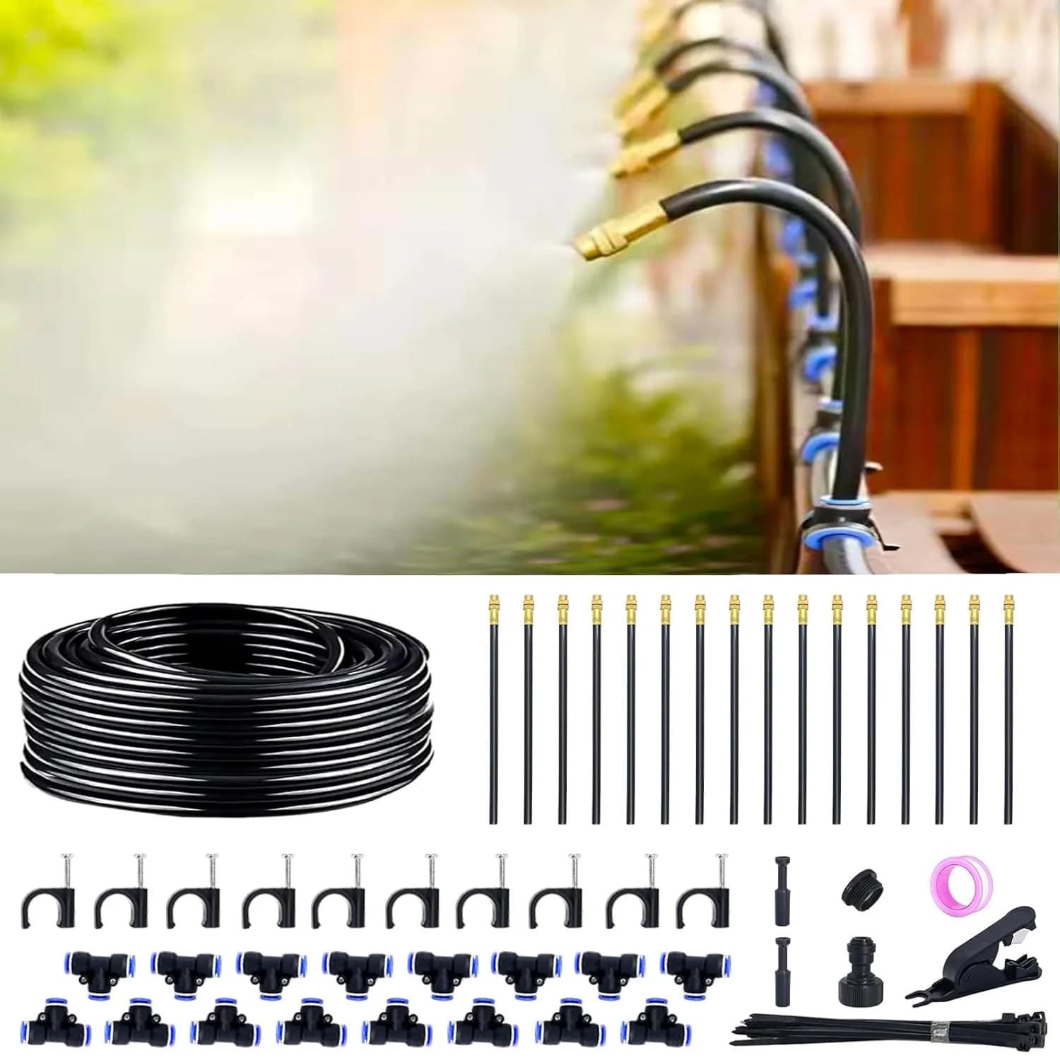 IrriNex 50 ft Quick-Connect Drip Irrigation System Kit with 16 Adjustable Nozzles