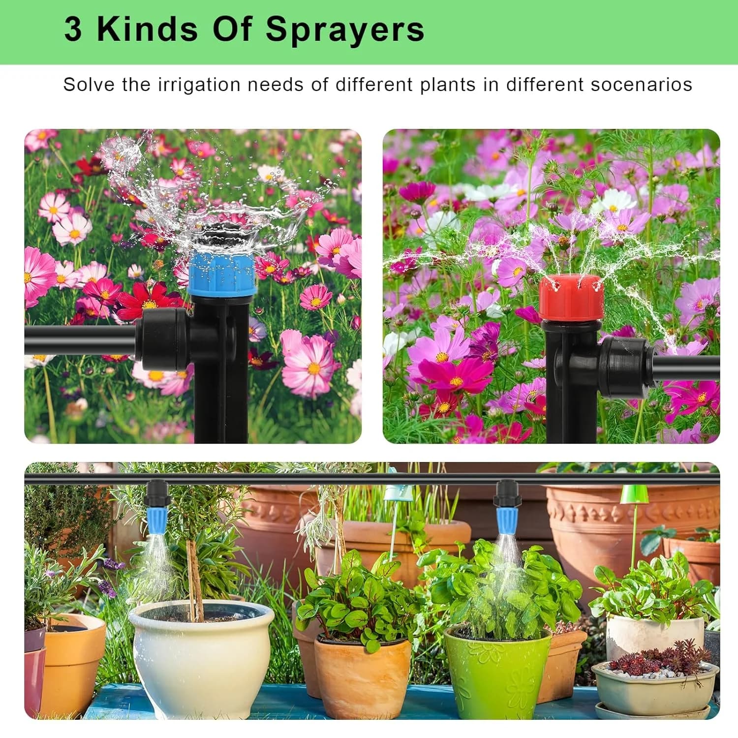 IrriNex 300 sq ft Drip Irrigation System Kit 247FT (47FT 1/2 Inch+200FT 1/4 Inch） option view 6