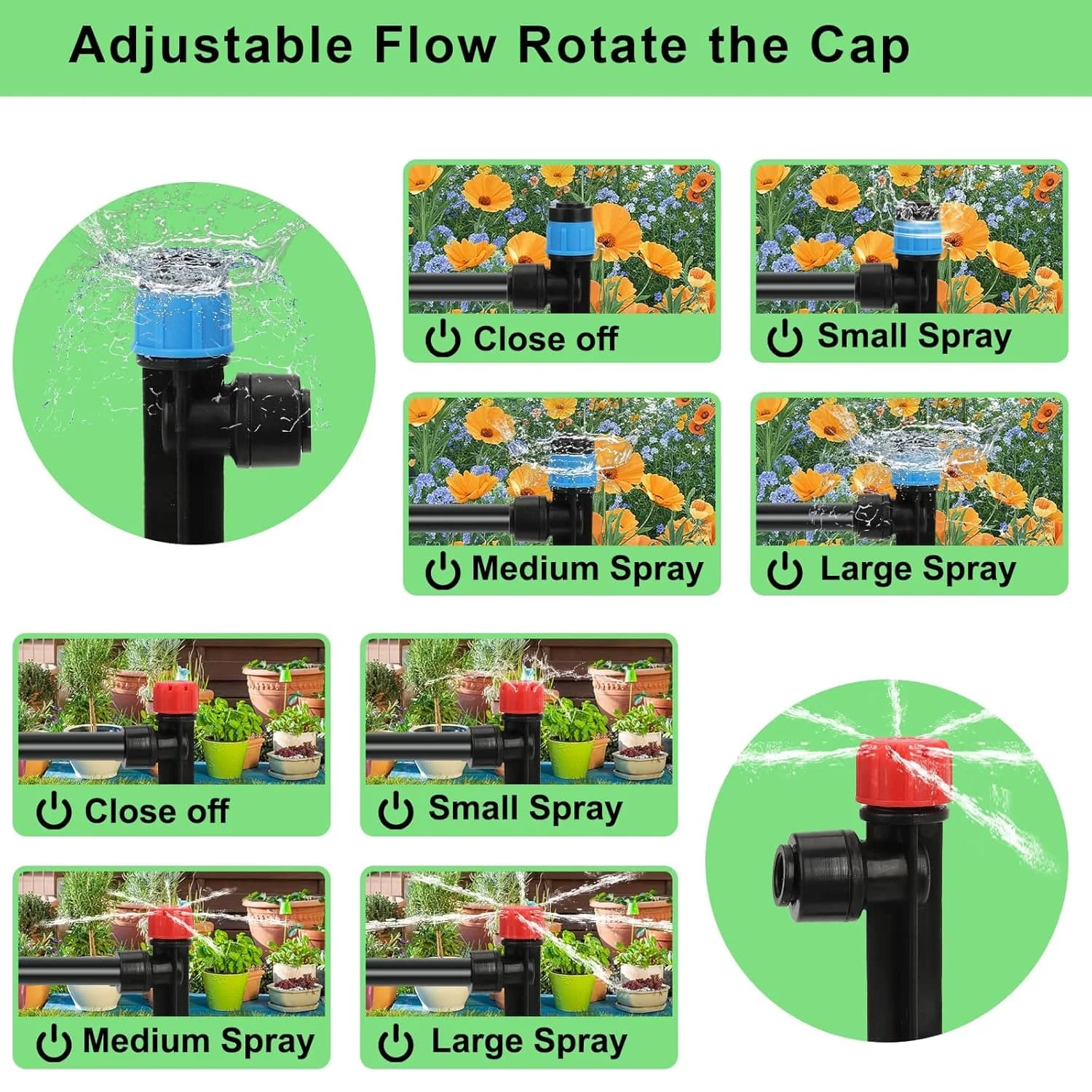 IrriNex 300 sq ft Drip Irrigation System Kit 248FT (48FT 1/2 Inch+200FT 1/4 Inch） option view 7