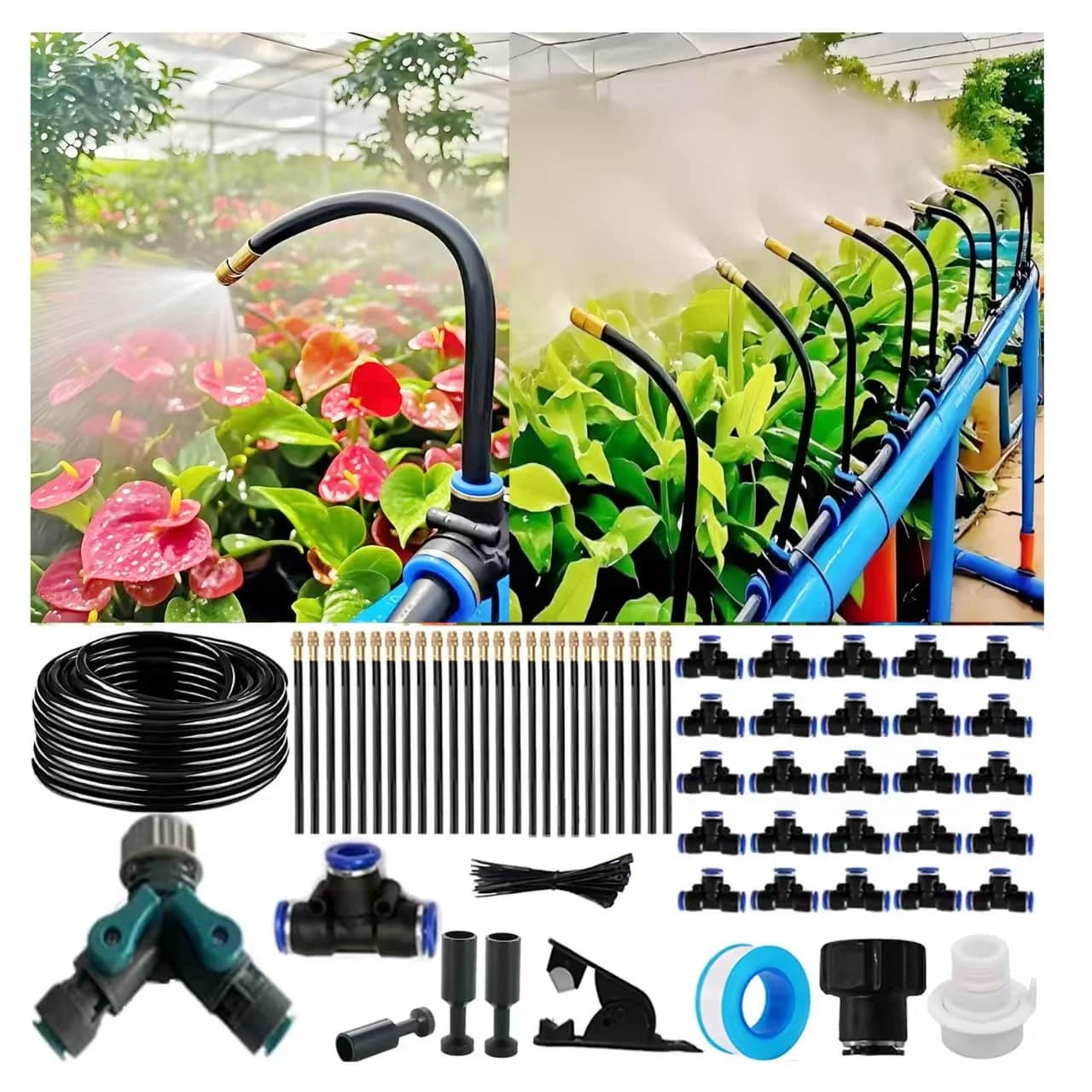 IrriNex Quick-Connect Garden Drip Irrigation System Kit with 12 mm Tubing