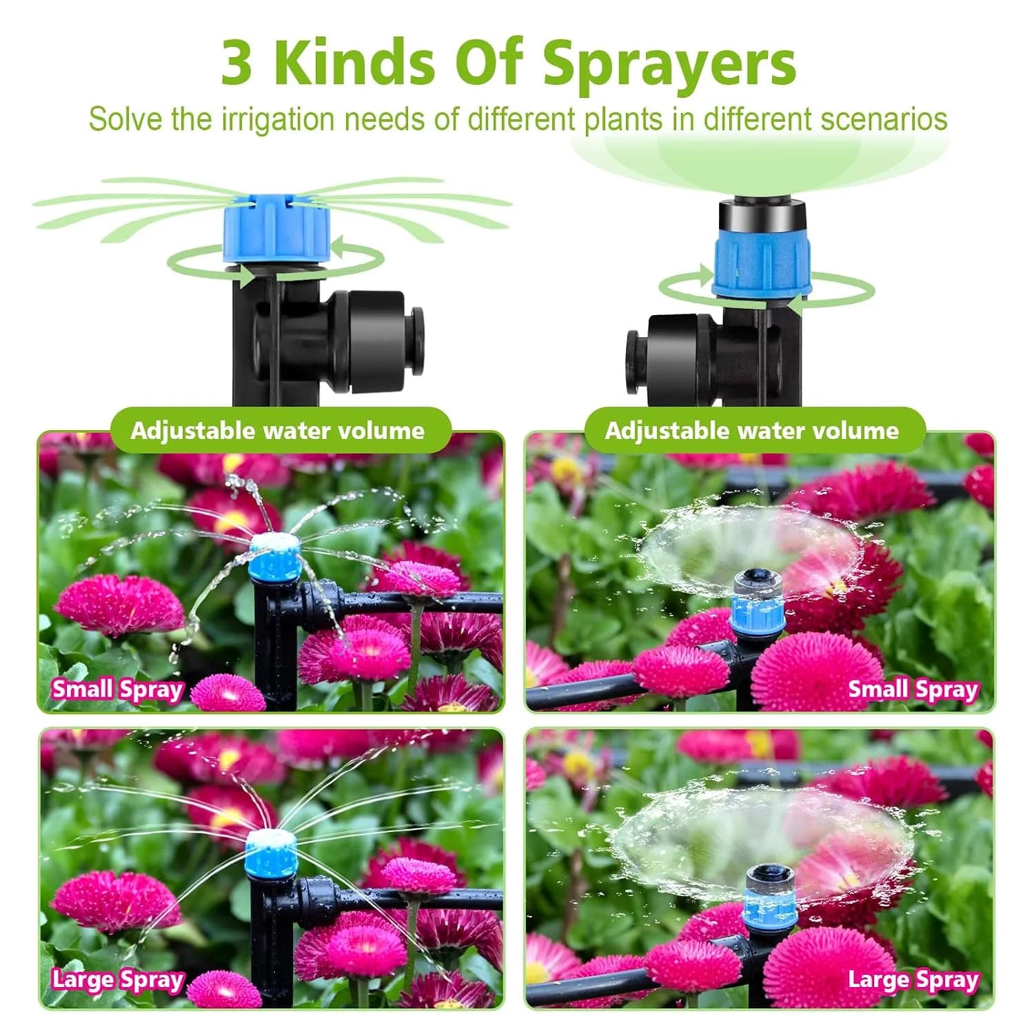 IrriNex 230 ft Garden Misting and Cooling Kit 23FT 1/2''Main tube+79FT 1/4'' tube option view 3