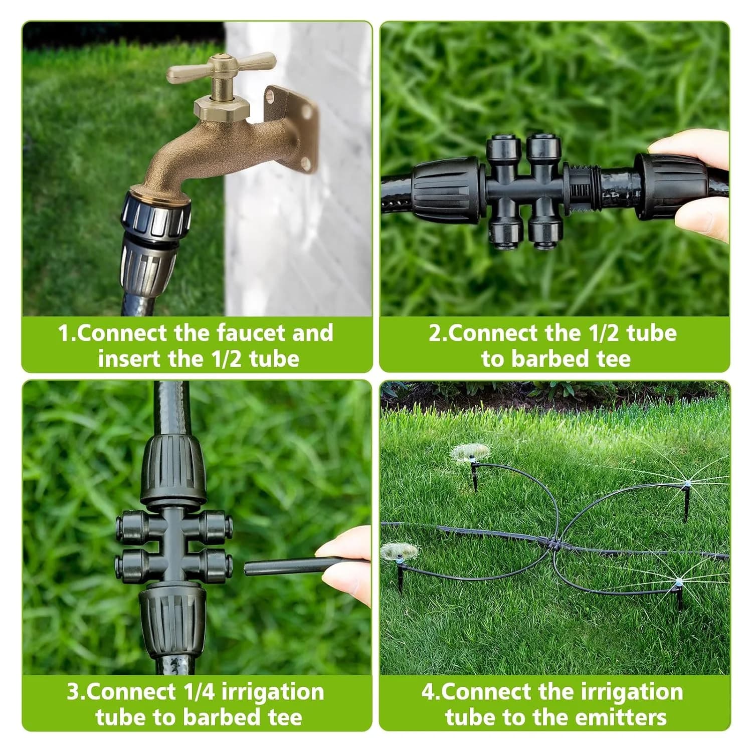 IrriNex 230 ft Garden Misting and Cooling Kit 23FT 1/2''Main tube+79FT 1/4'' tube option view 4