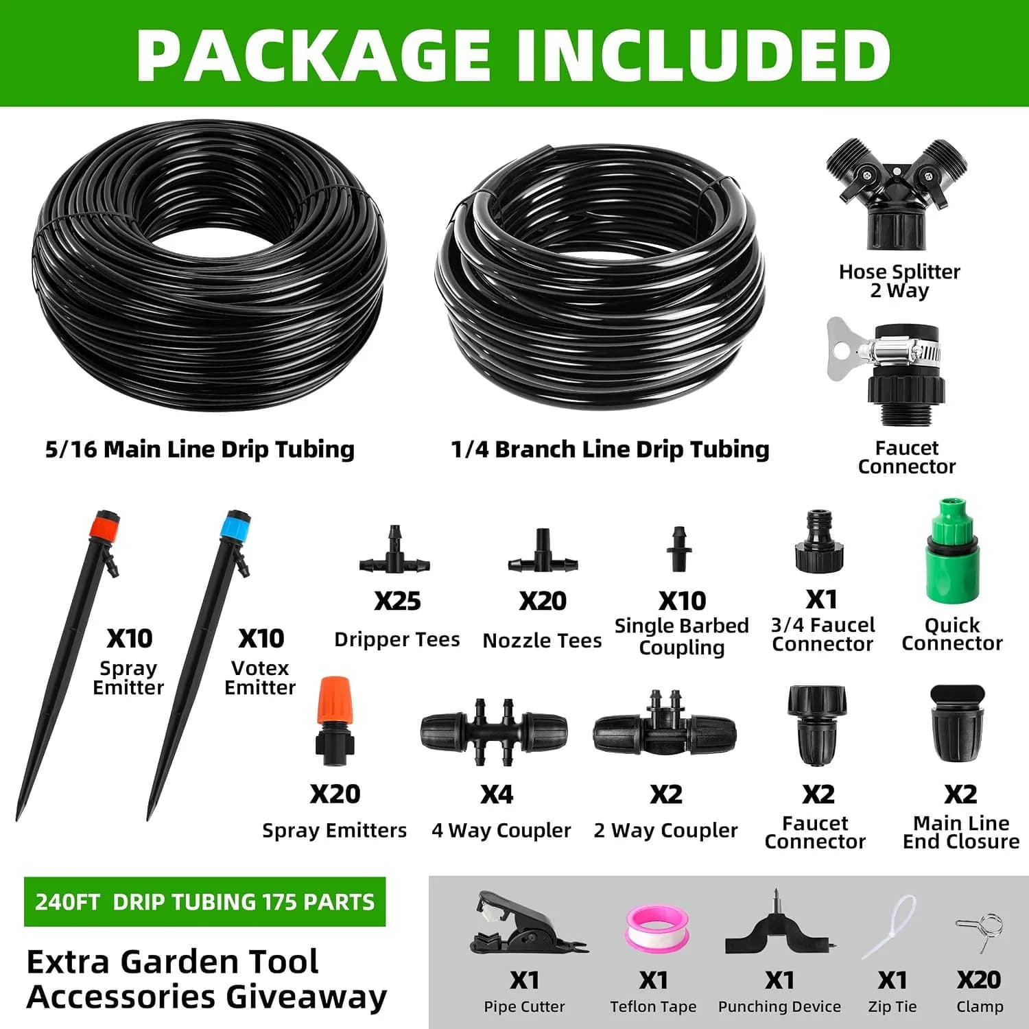 IrriNex 240 ft Garden Misting and Cooling Kit component view 3