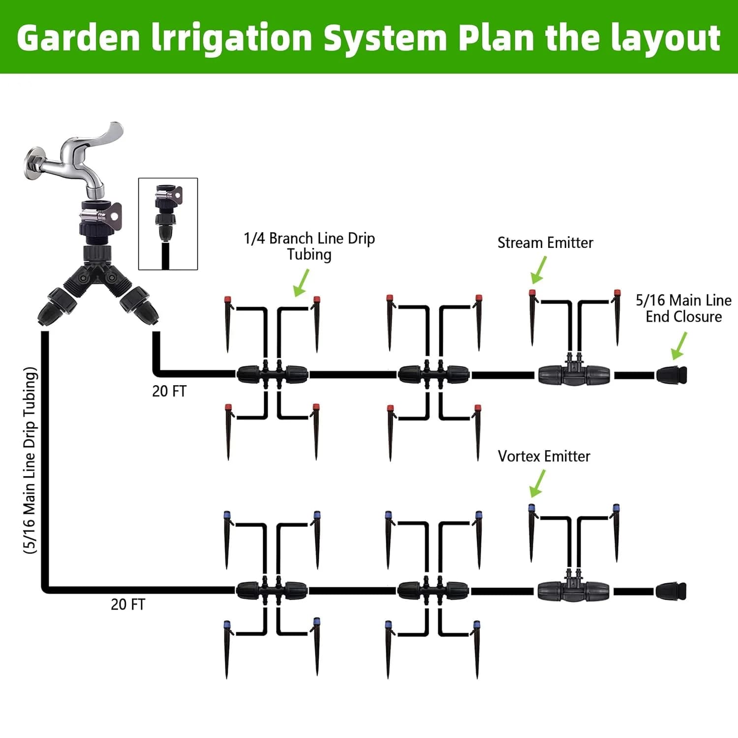 IrriNex 240 ft Garden Misting and Cooling Kit component view 8