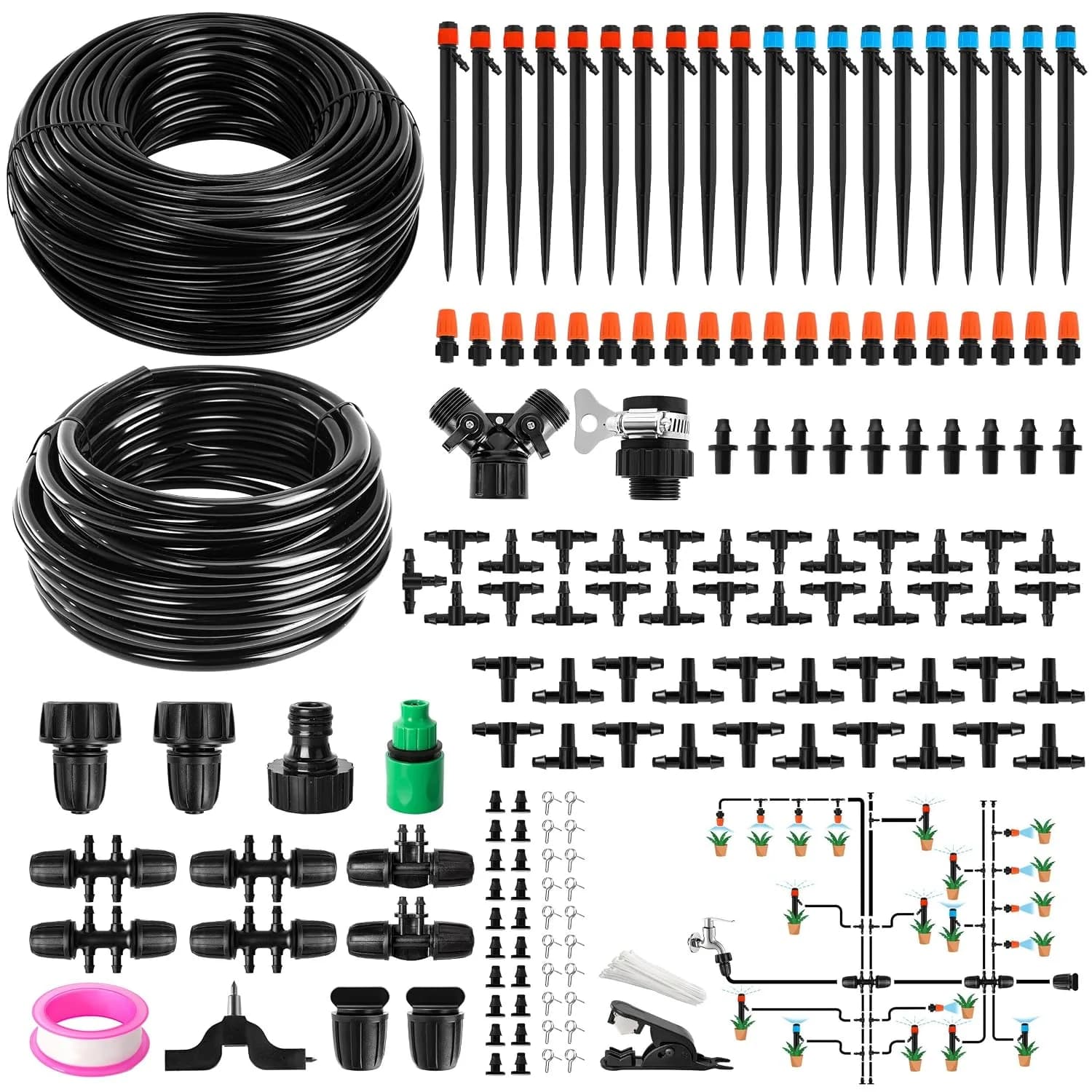 IrriNex 240 ft Quick-Connect Garden Misting and Cooling Kit with 5/16-inch Tubing