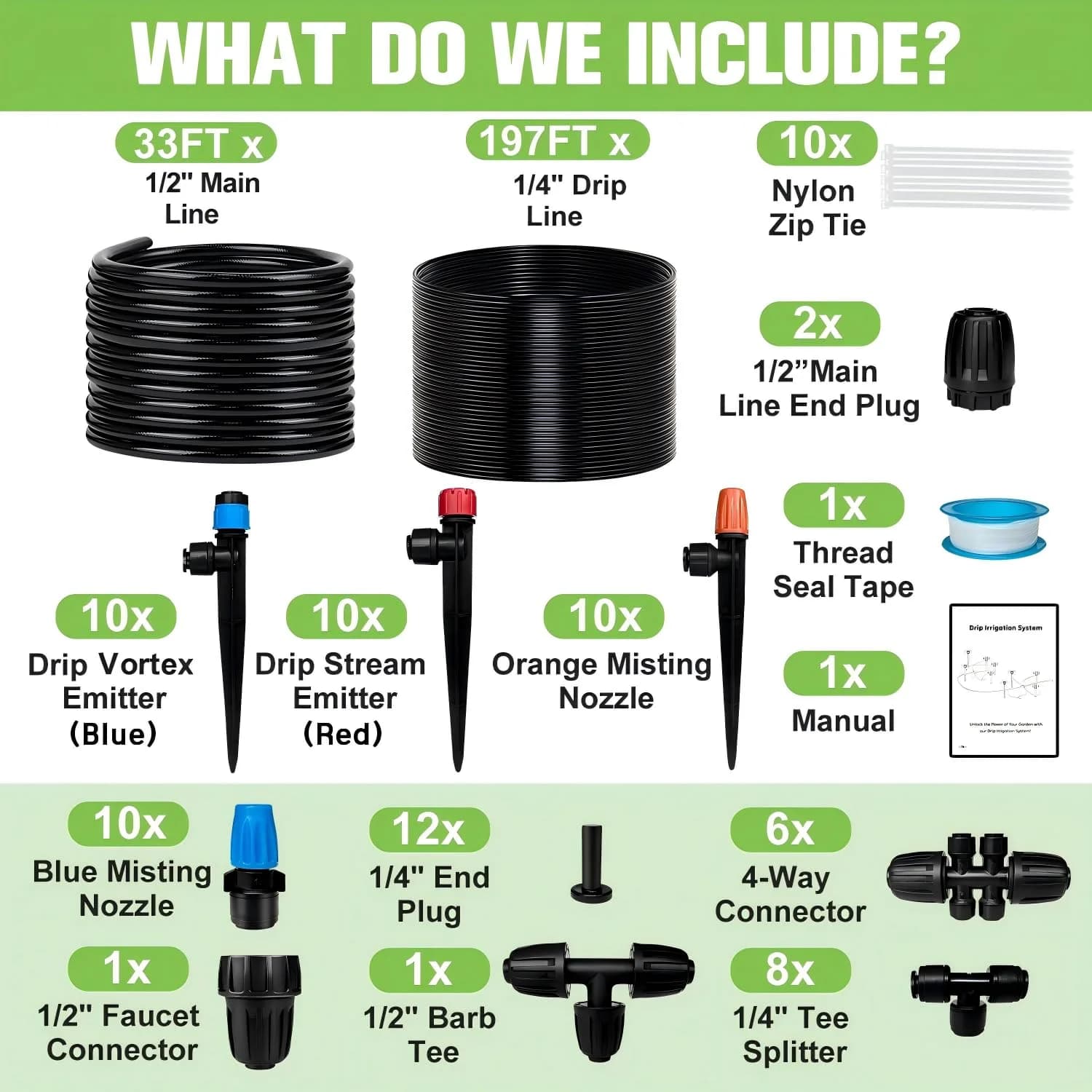 IrriNex 230 ft Drip Irrigation System Kit component view 2