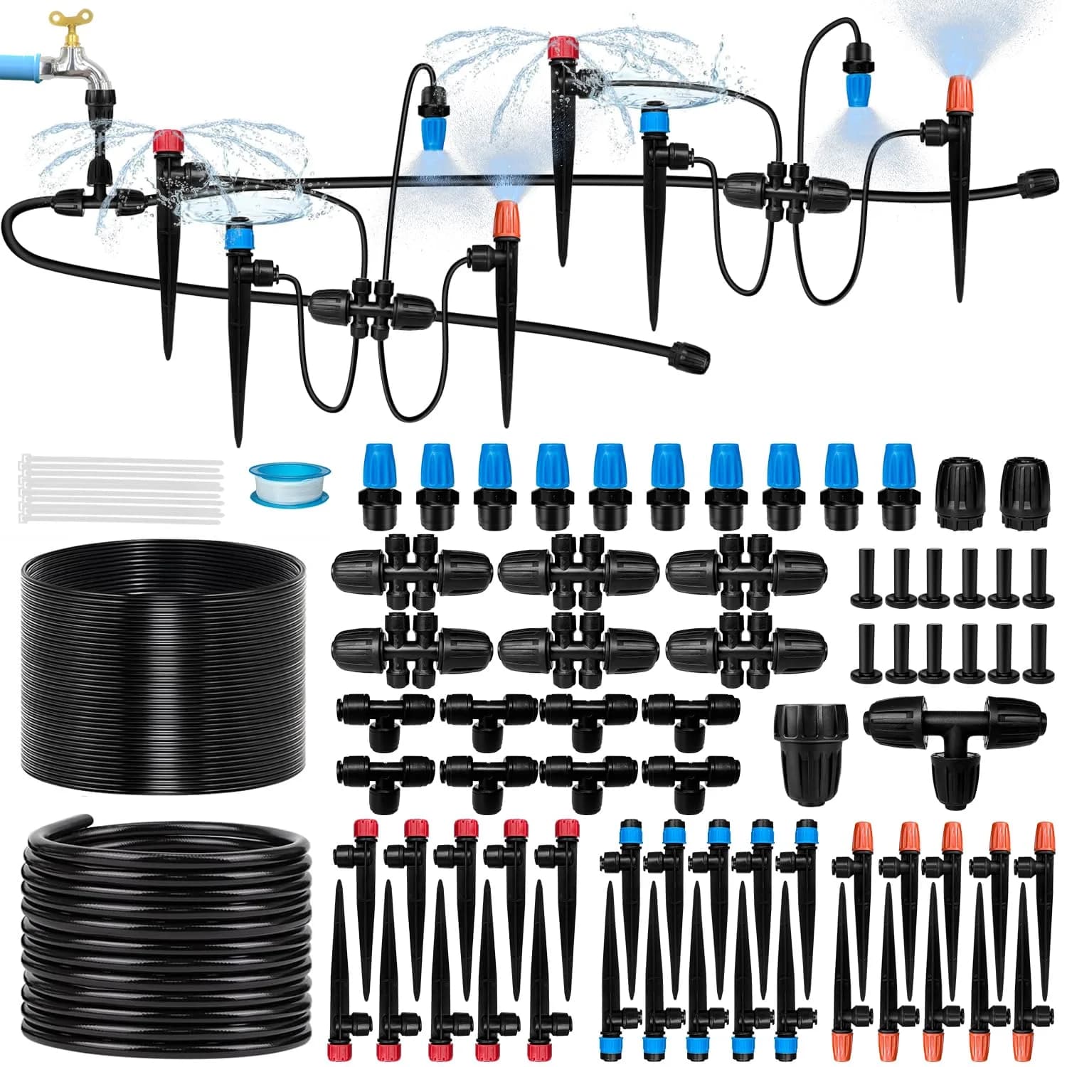 IrriNex 230 ft Drip Irrigation System Kit 63FT 1/2'' Main Line + 197FT 1/4'' Drip Line option view 1