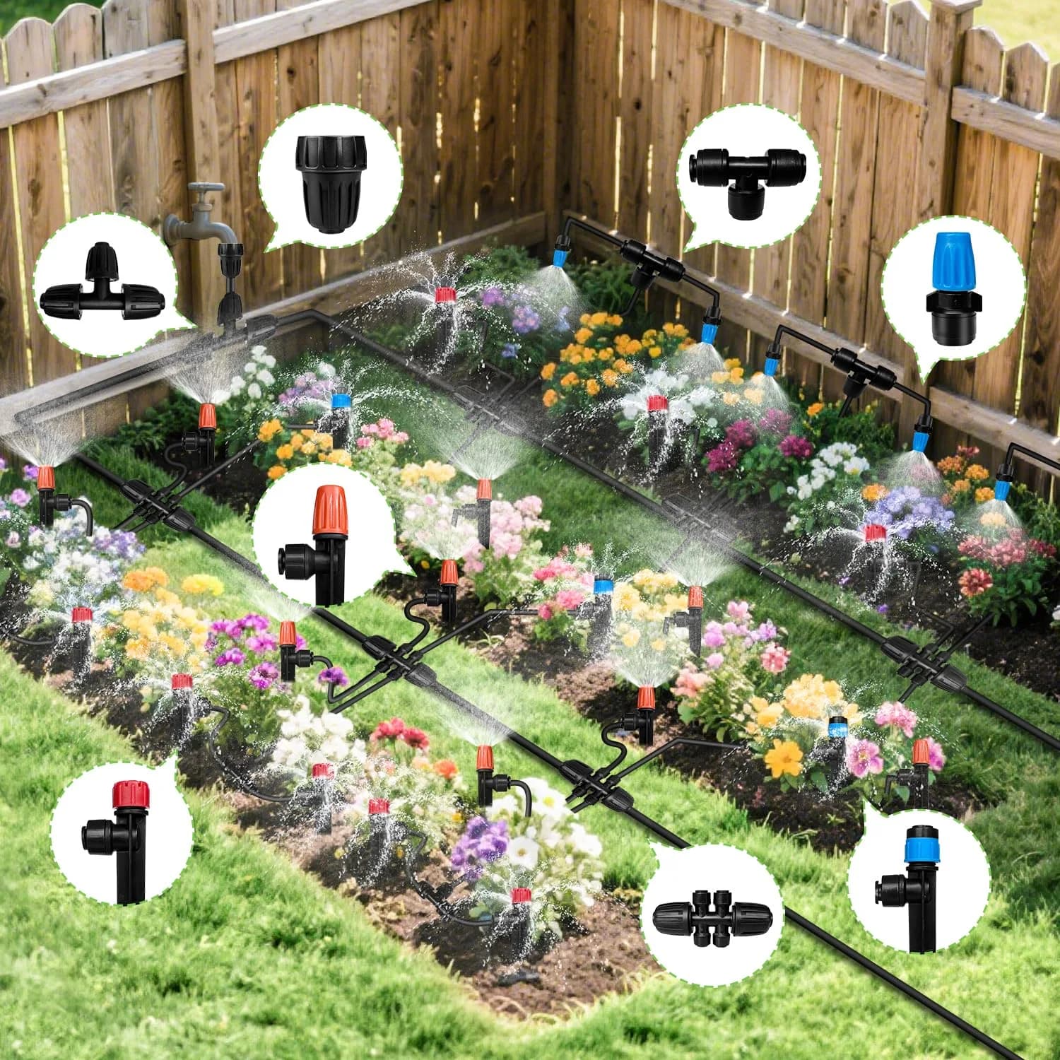 IrriNex 230 ft Drip Irrigation System Kit 63FT 1/2'' Main Line + 197FT 1/4'' Drip Line option view 2