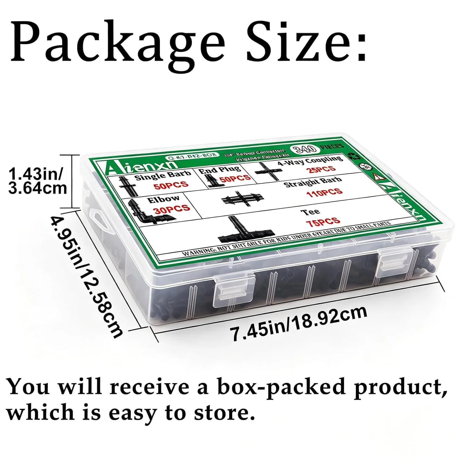 IrriNex 240 ft Drip Irrigation System Kit 340PCS- Barbed Connectors option view 6