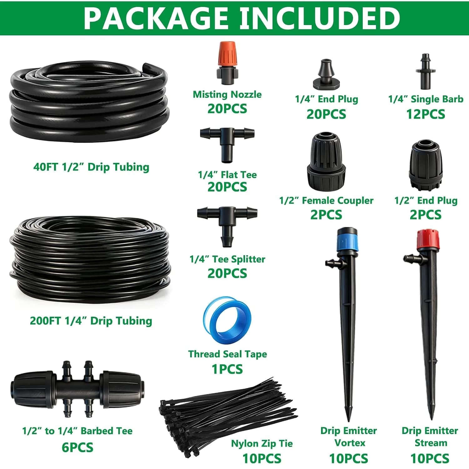IrriNex 240 ft Drip Irrigation System Kit component view 2