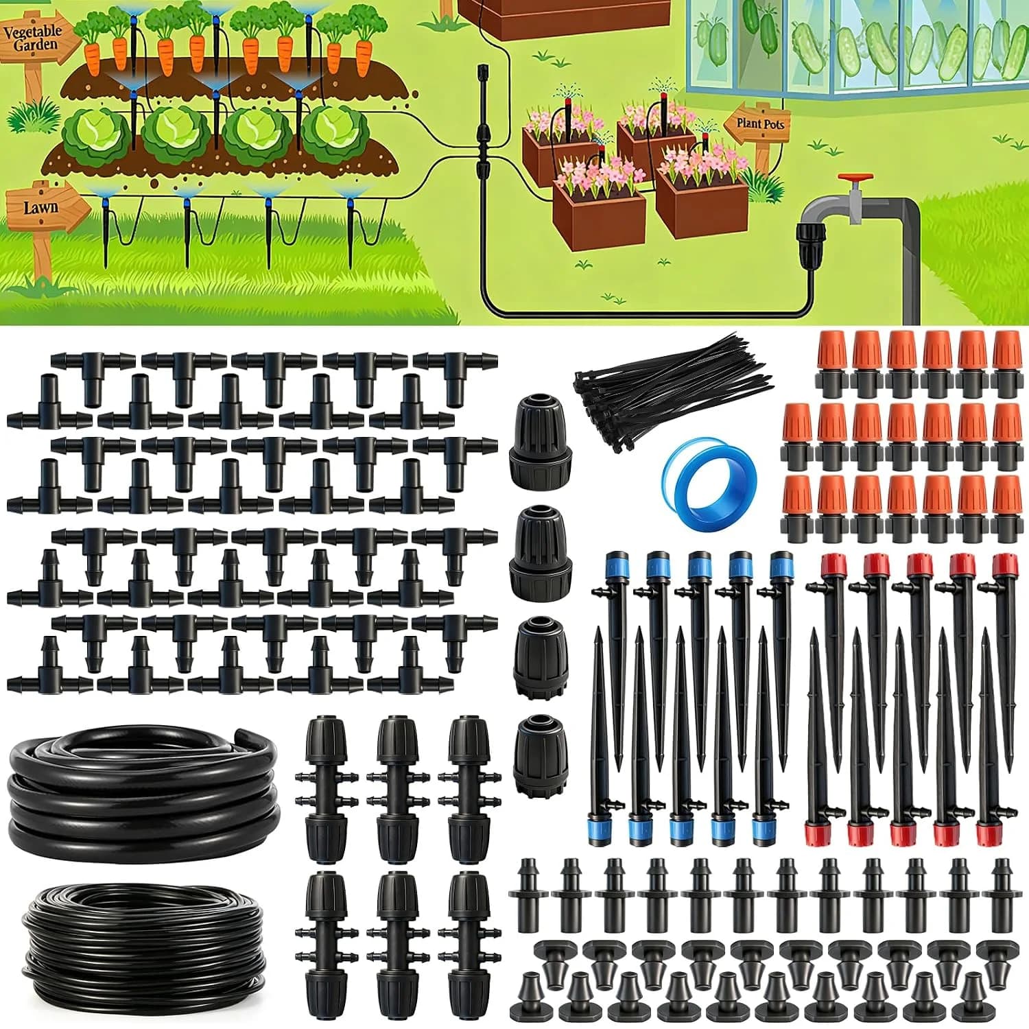 IrriNex 240 ft Drip Irrigation System Kit – Model IRK-3ZPXBV