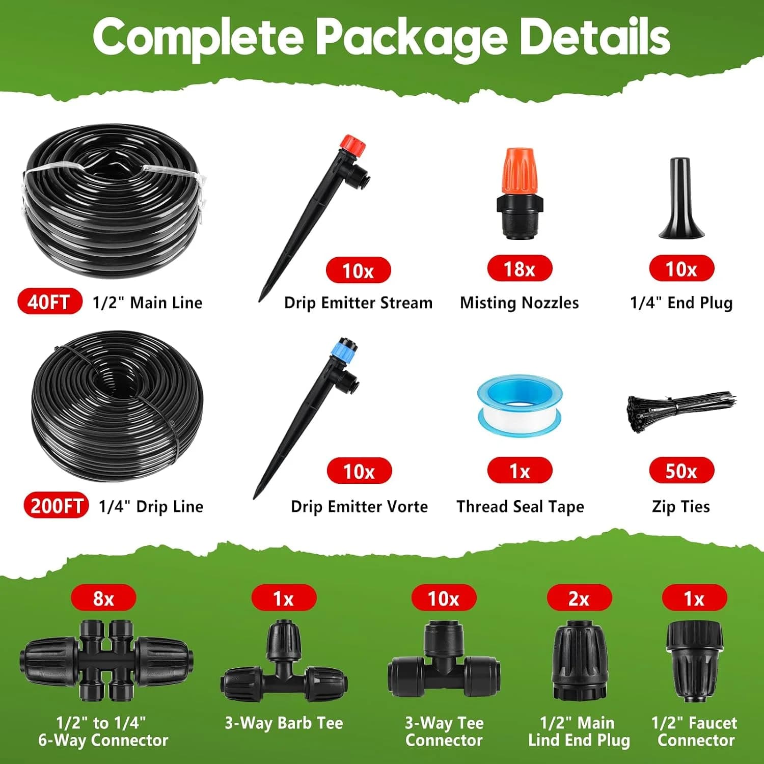 IrriNex 240 ft Drip Irrigation System Kit component view 2