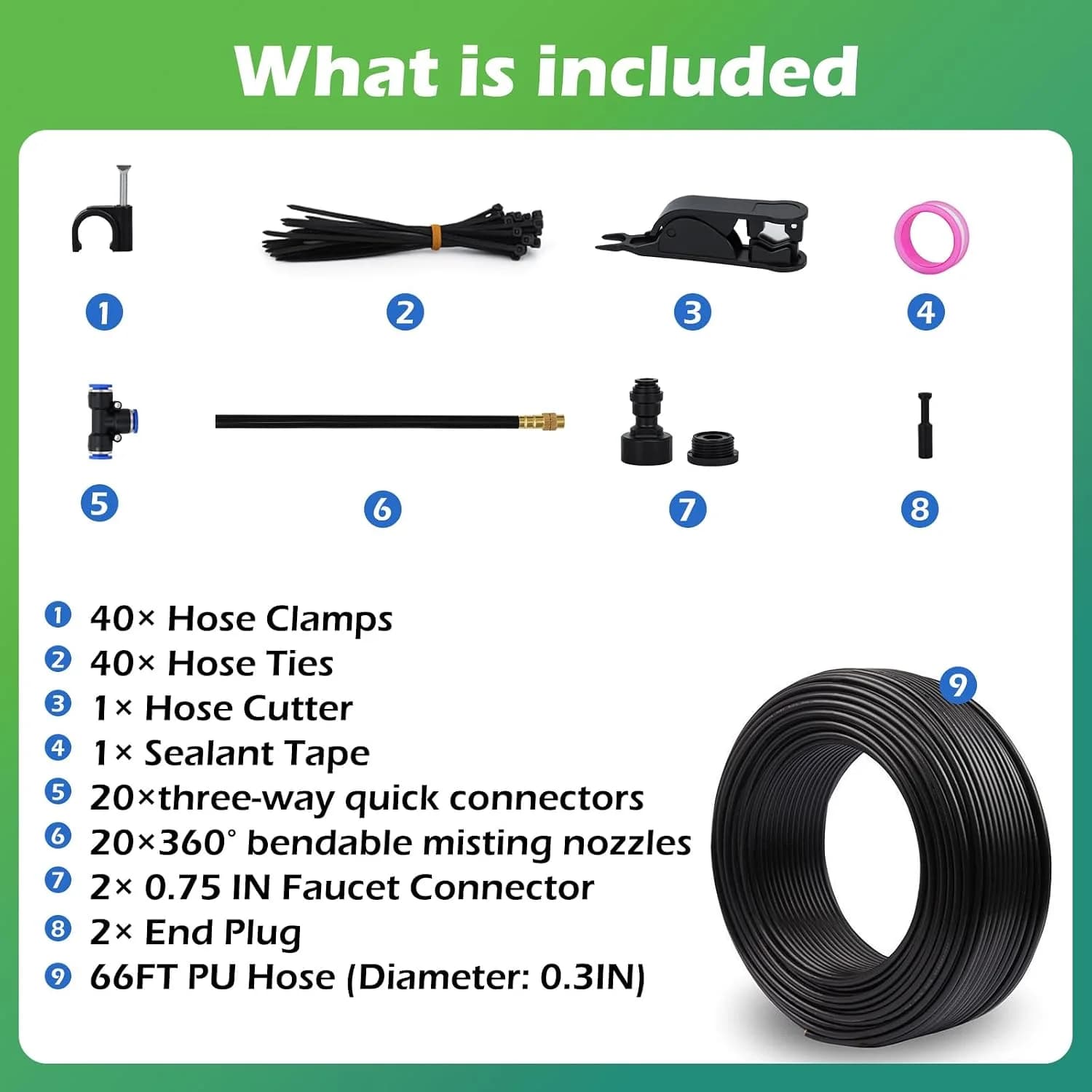 IrriNex 66 ft Garden Misting and Cooling Kit component view 6