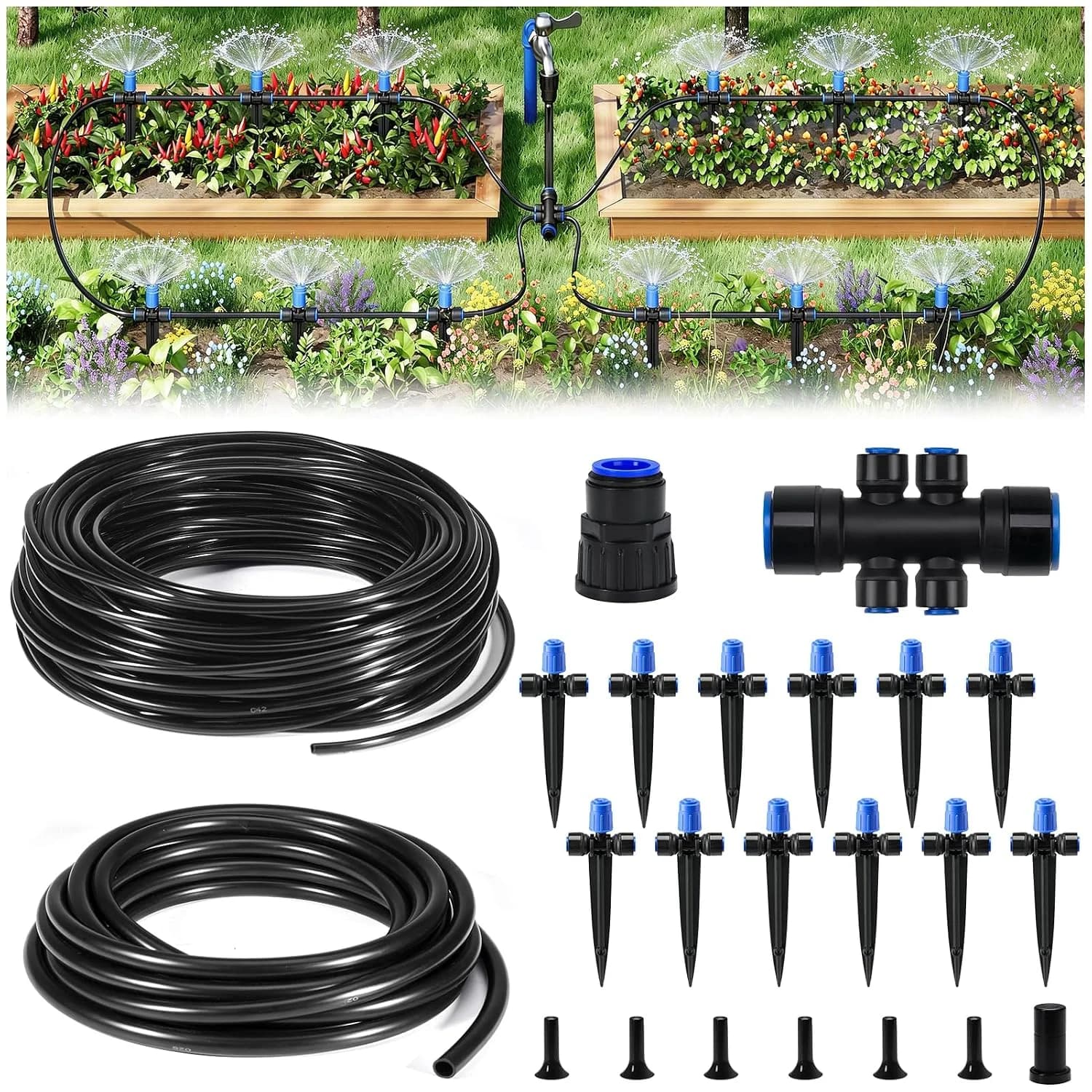 IrriNex 50 ft Quick-Connect Drip Irrigation System Kit – Model IRK-473Y3J
