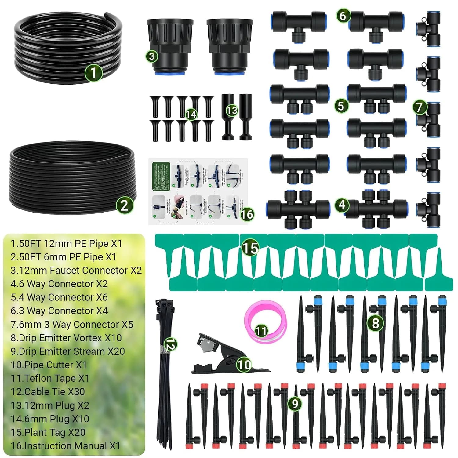 IrriNex 100 ft Drip Irrigation System Kit component view 7