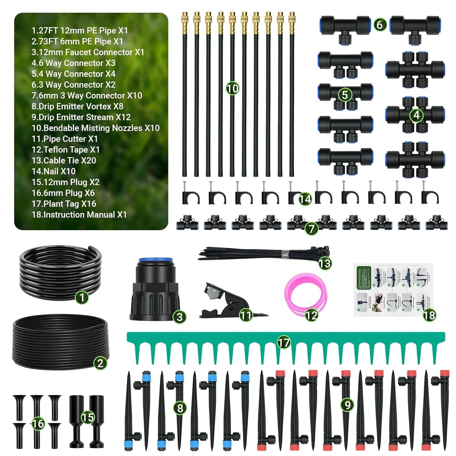 IrriNex 100 ft Drip Irrigation System Kit component view 8