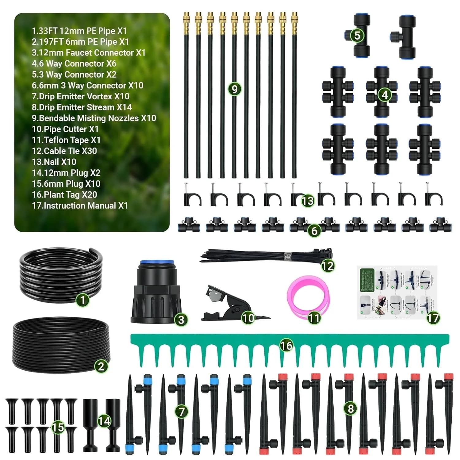 IrriNex 230 ft Garden Misting and Cooling Kit component view 8