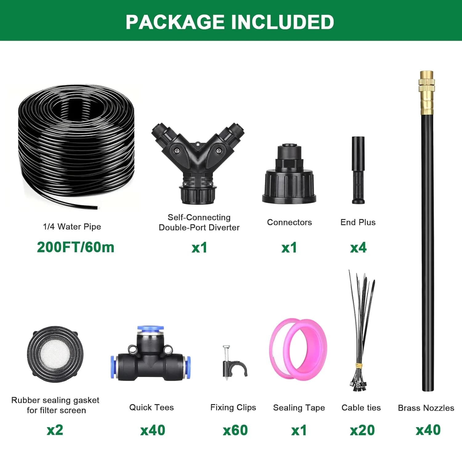 IrriNex 100 ft Drip Irrigation System Kit 200FT/40pcs option view 2