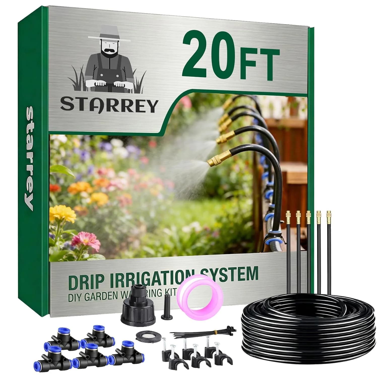 IrriNex 100 ft Drip Irrigation System Kit 20FT/5pcs option view 1