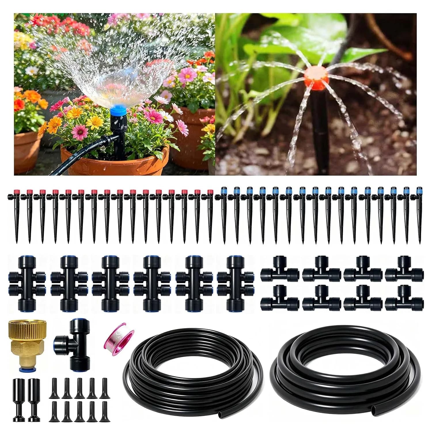 IrriNex 33 ft Drip Irrigation System Kit with 1/4-inch Tubing