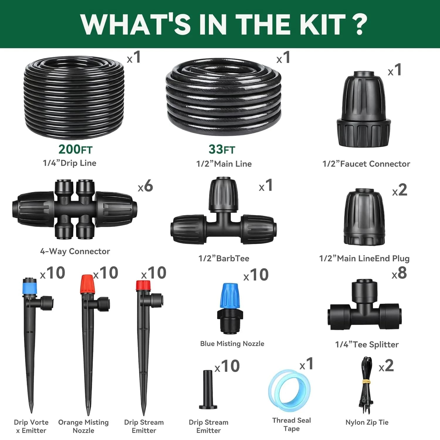 IrriNex 233 ft Drip Irrigation System Kit component view 2