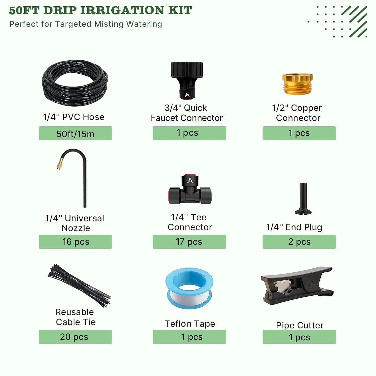 IrriNex 50 ft Drip Irrigation System Kit component view 2
