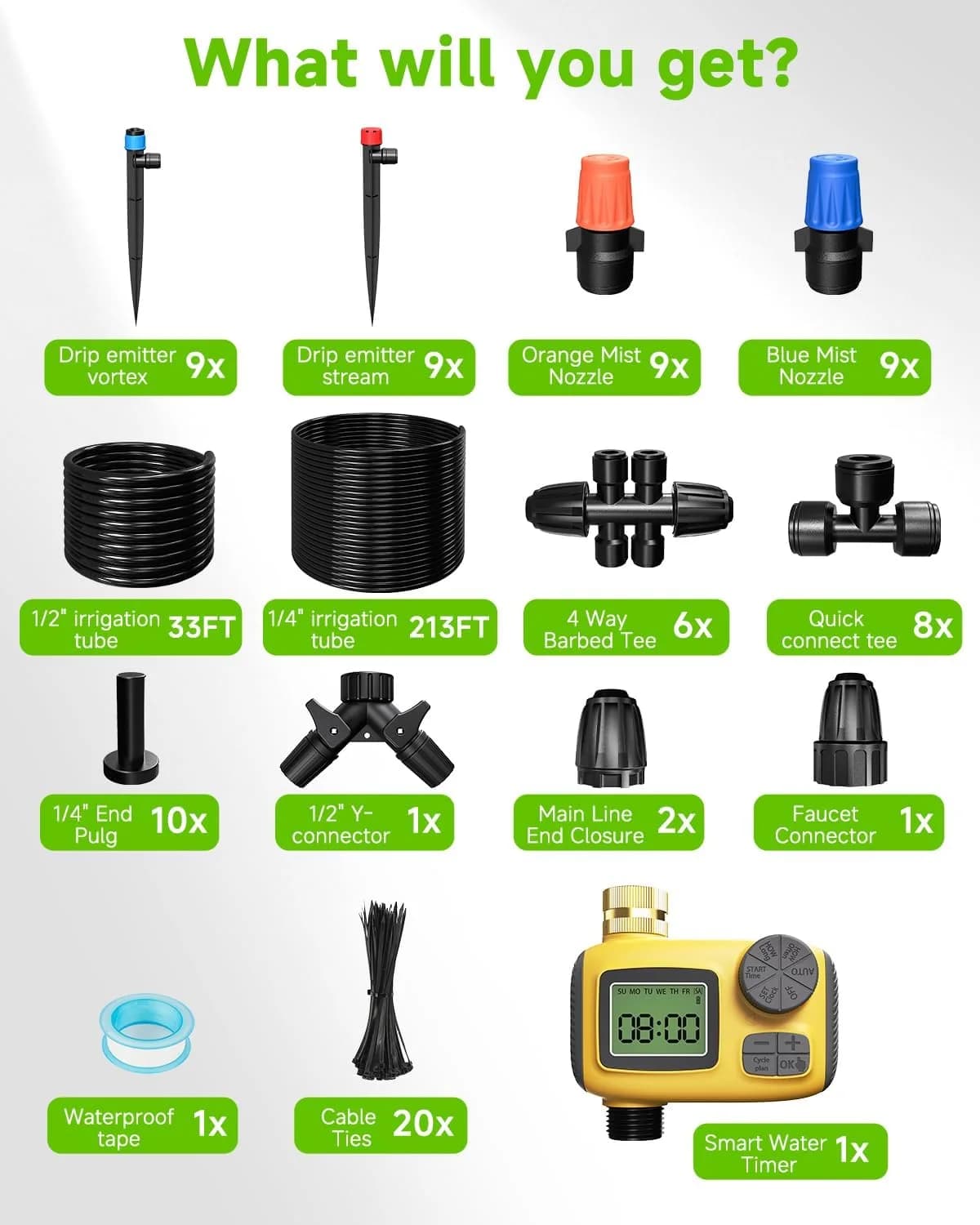 IrriNex 246 ft Drip Irrigation System Kit component view 6