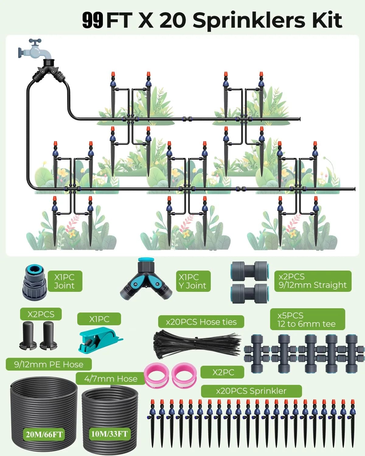 IrriNex 100 ft Drip Irrigation System Kit component view 5