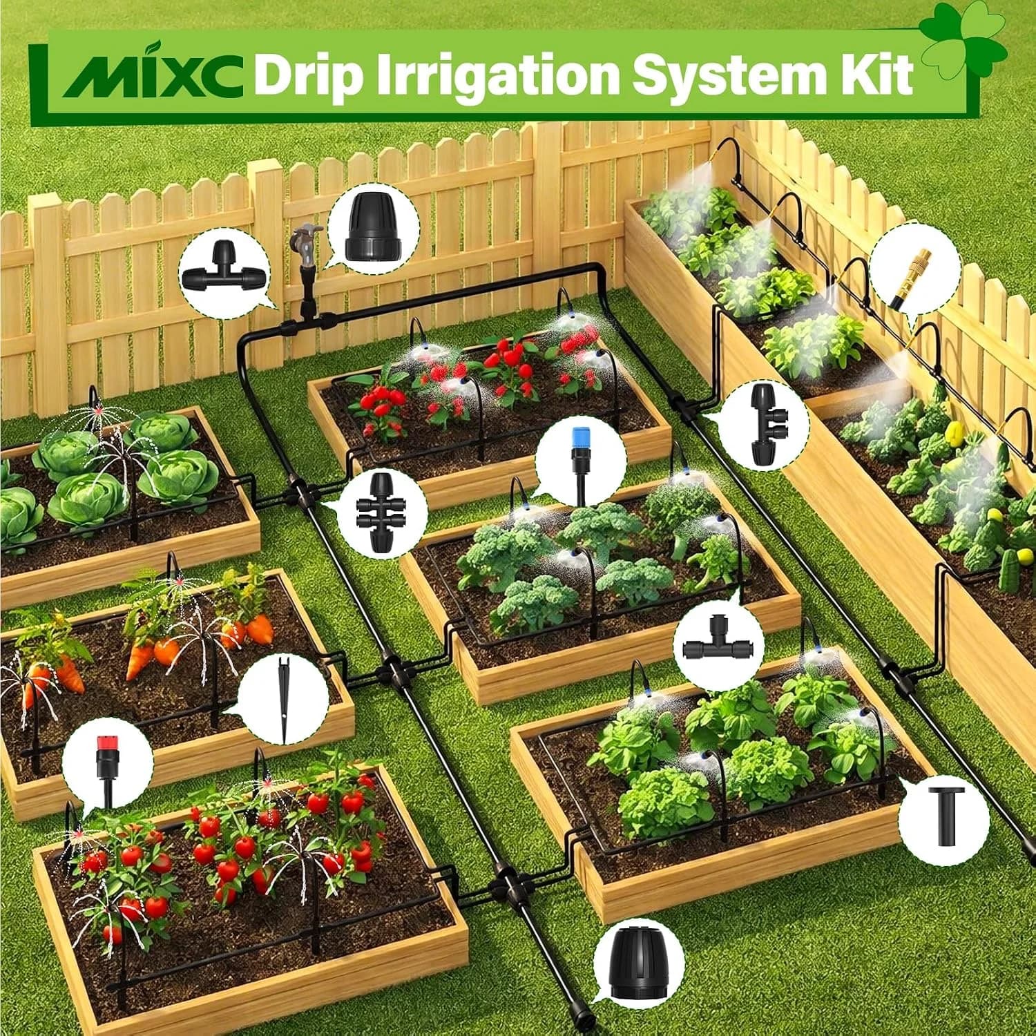 IrriNex 200 ft Garden Misting and Cooling Kit component view 7