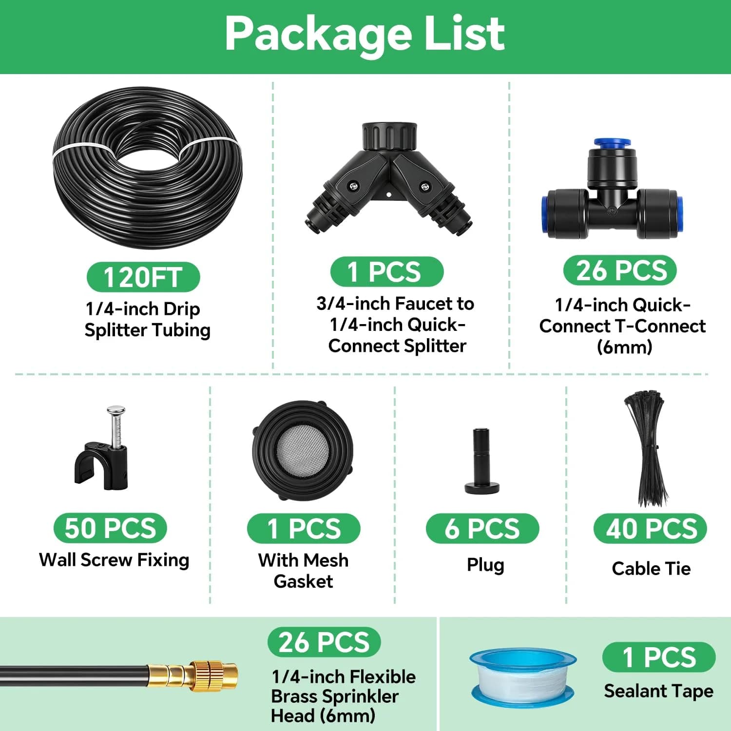 IrriNex 120 ft Drip Irrigation System Kit component view 3