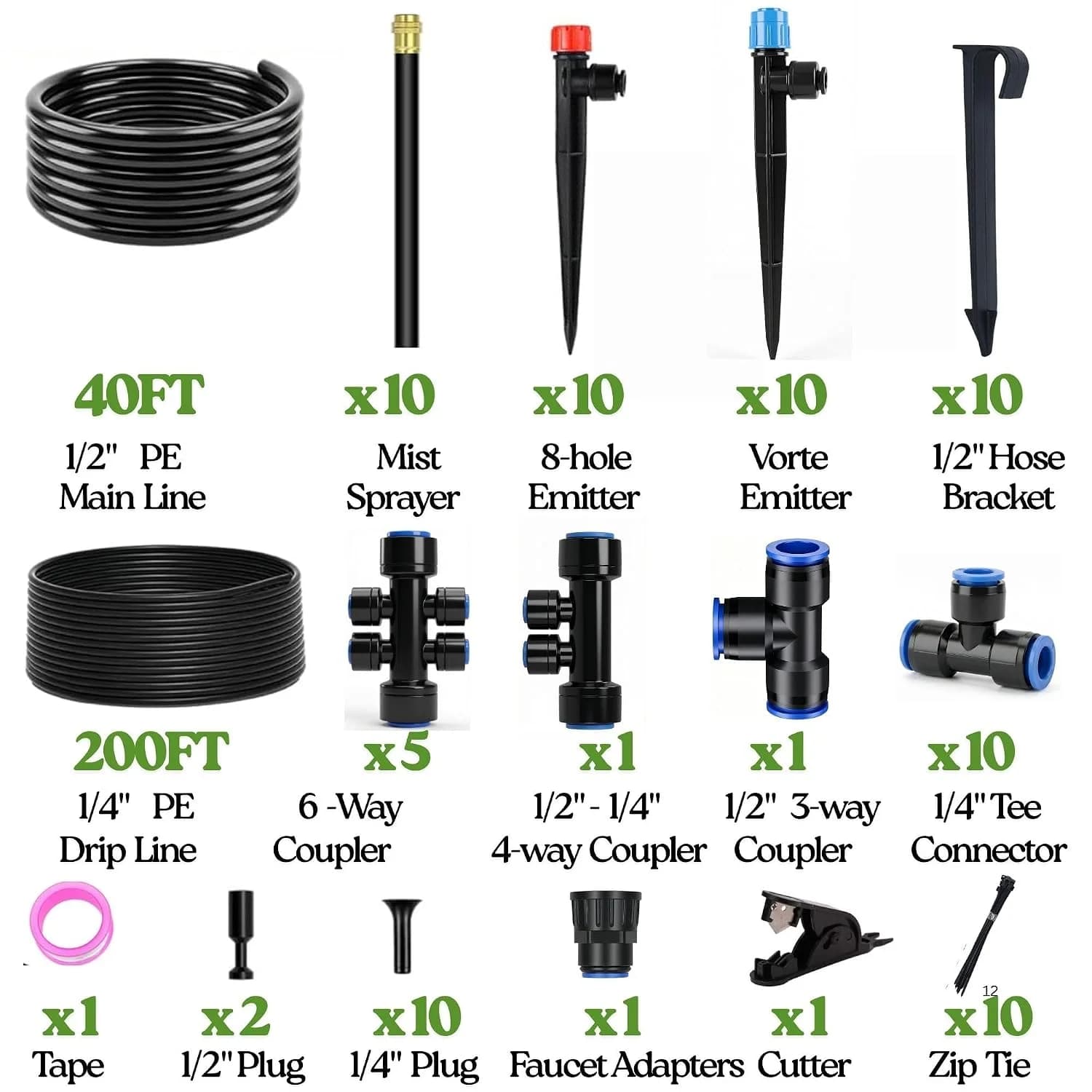 IrriNex 240 ft Drip Irrigation System Kit component view 3