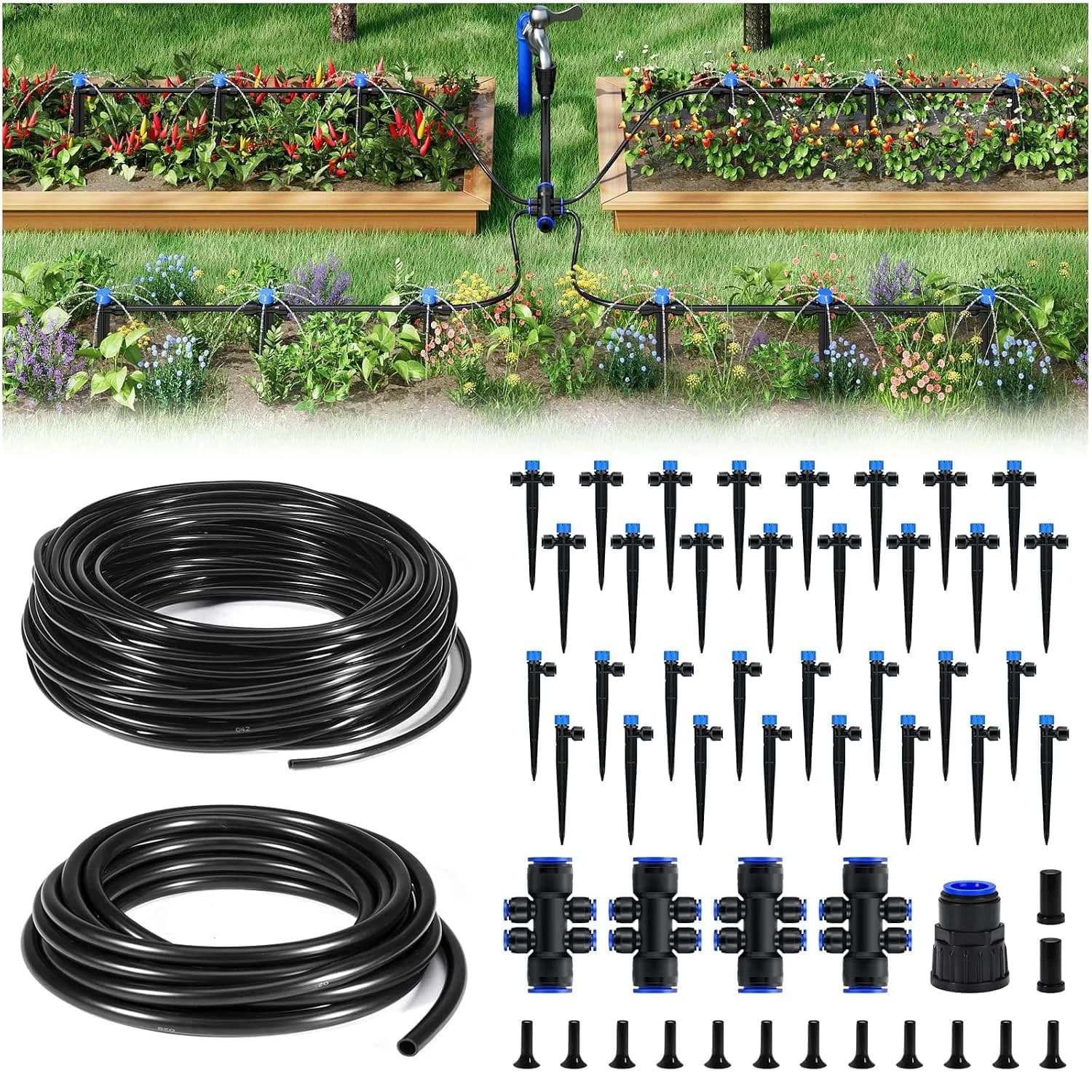 IrriNex 200 ft Quick-Connect Drip Irrigation System Kit