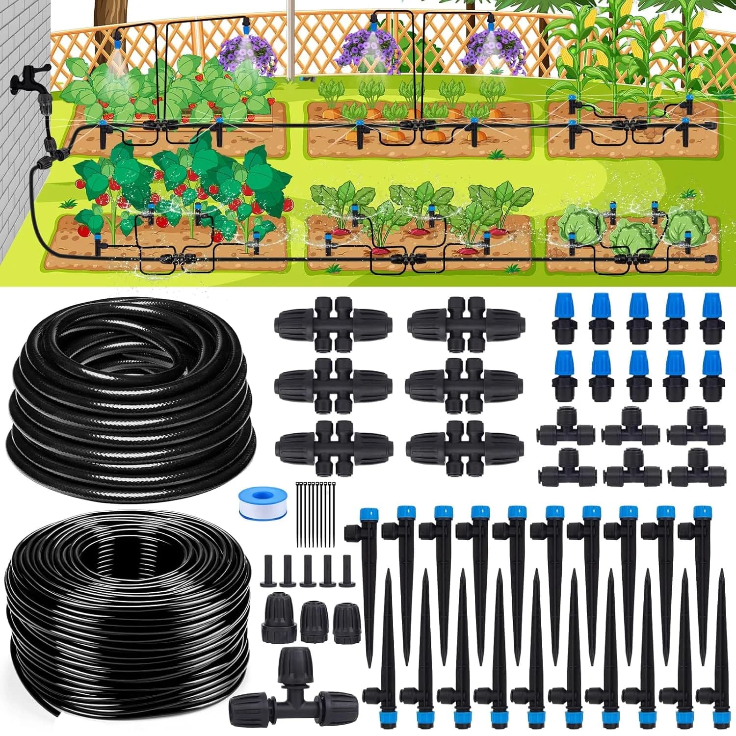 IrriNex 240 ft Quick-Connect Drip Irrigation System Kit – Model IRK-CSLD2D