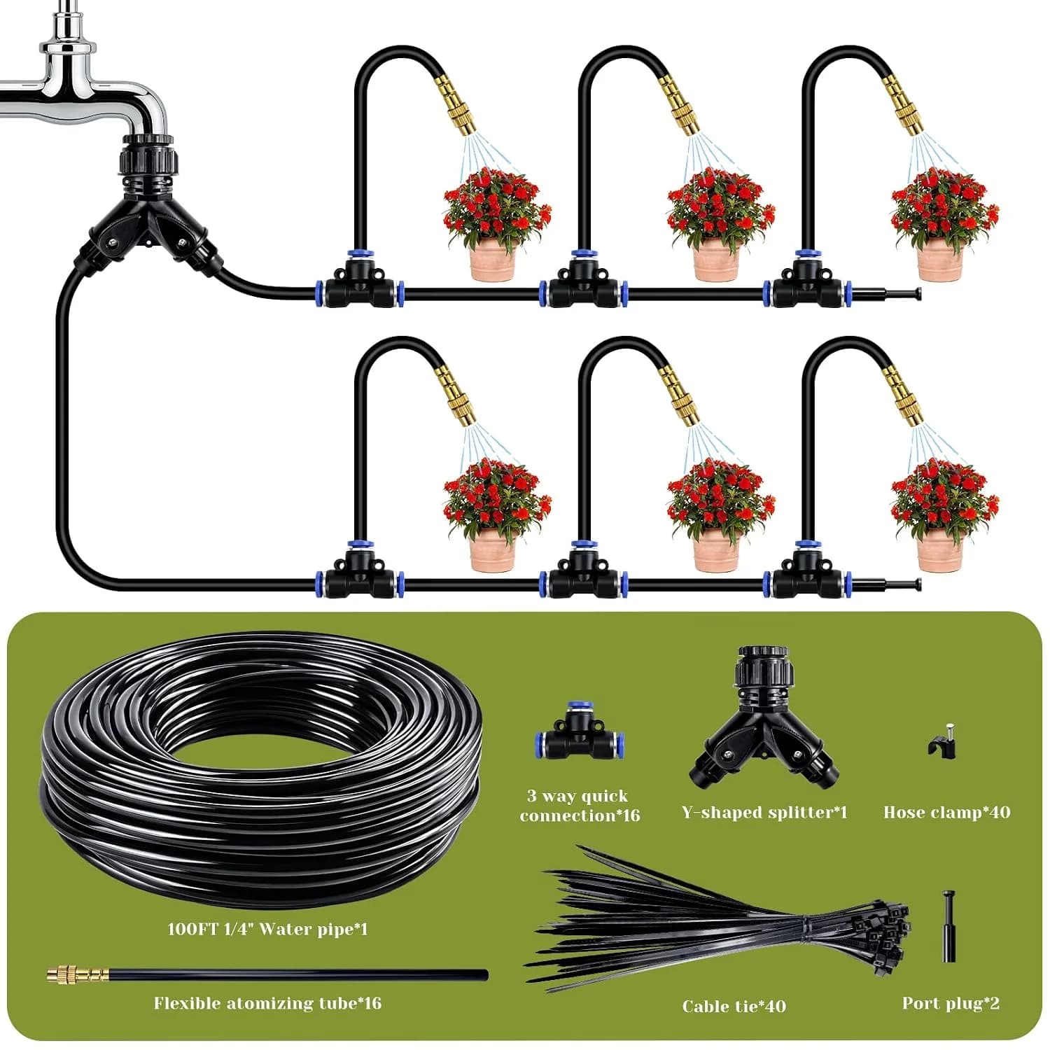 IrriNex 100 ft Drip Irrigation System Kit component view 2