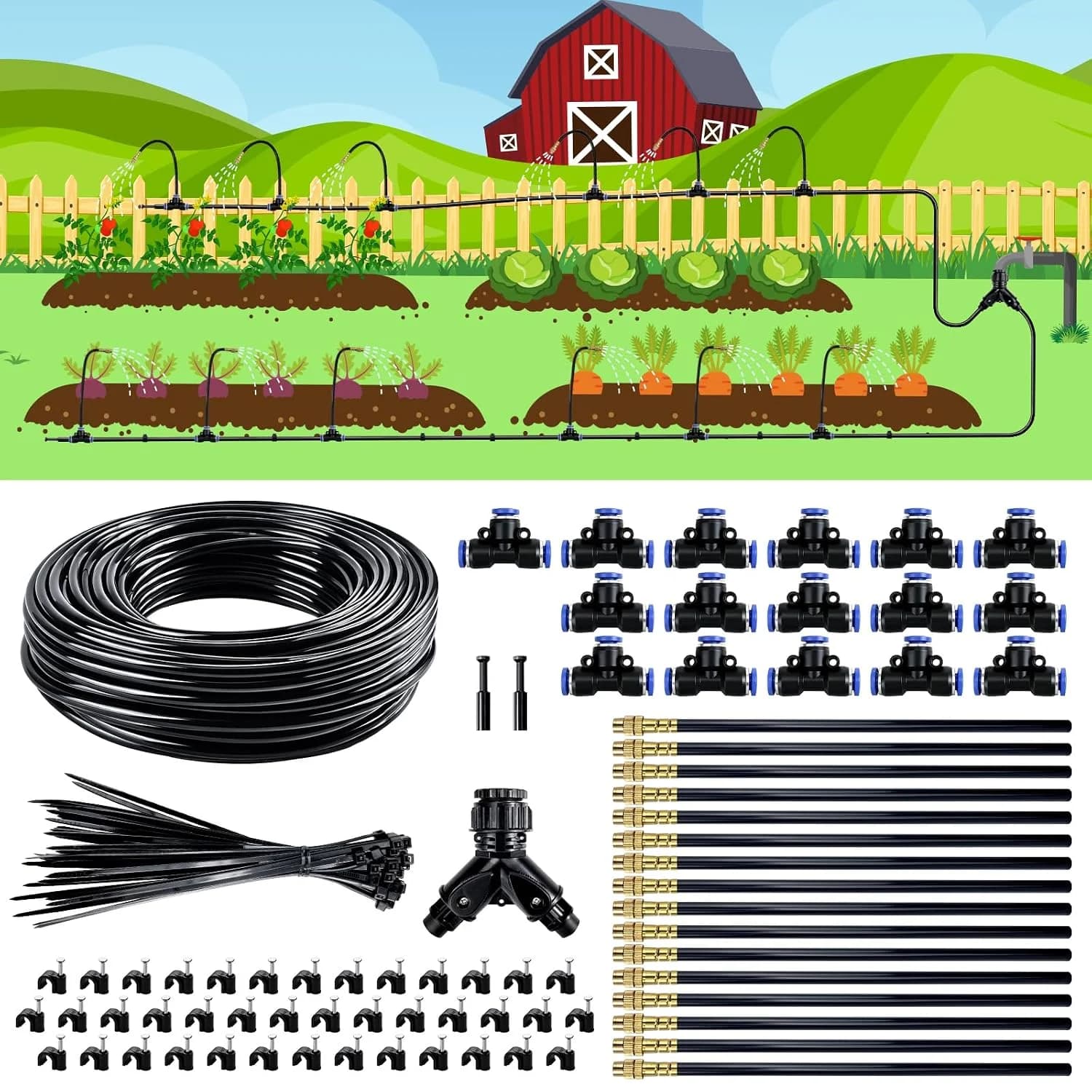 IrriNex 100 ft Quick-Connect Drip Irrigation System Kit – Model IRK-KQ4GV8