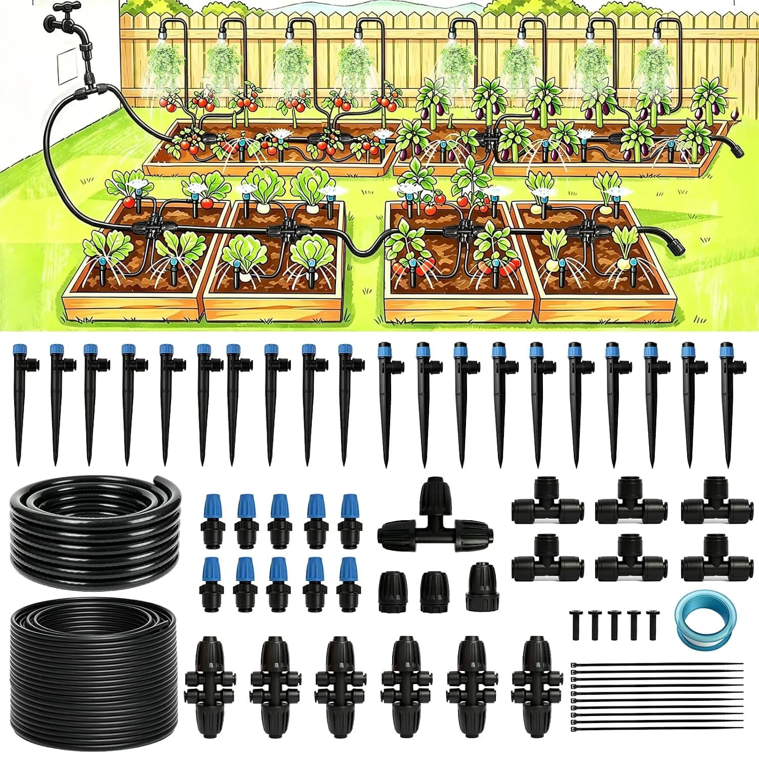 IrriNex 240 ft Quick-Connect Drip Irrigation System Kit – Model IRK-K3Q3FG