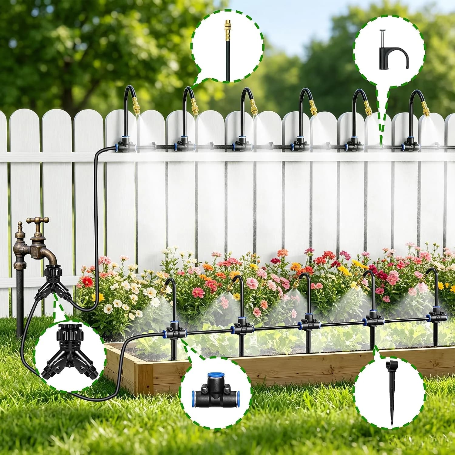 IrriNex 100 ft Garden Misting and Cooling Kit component view 2