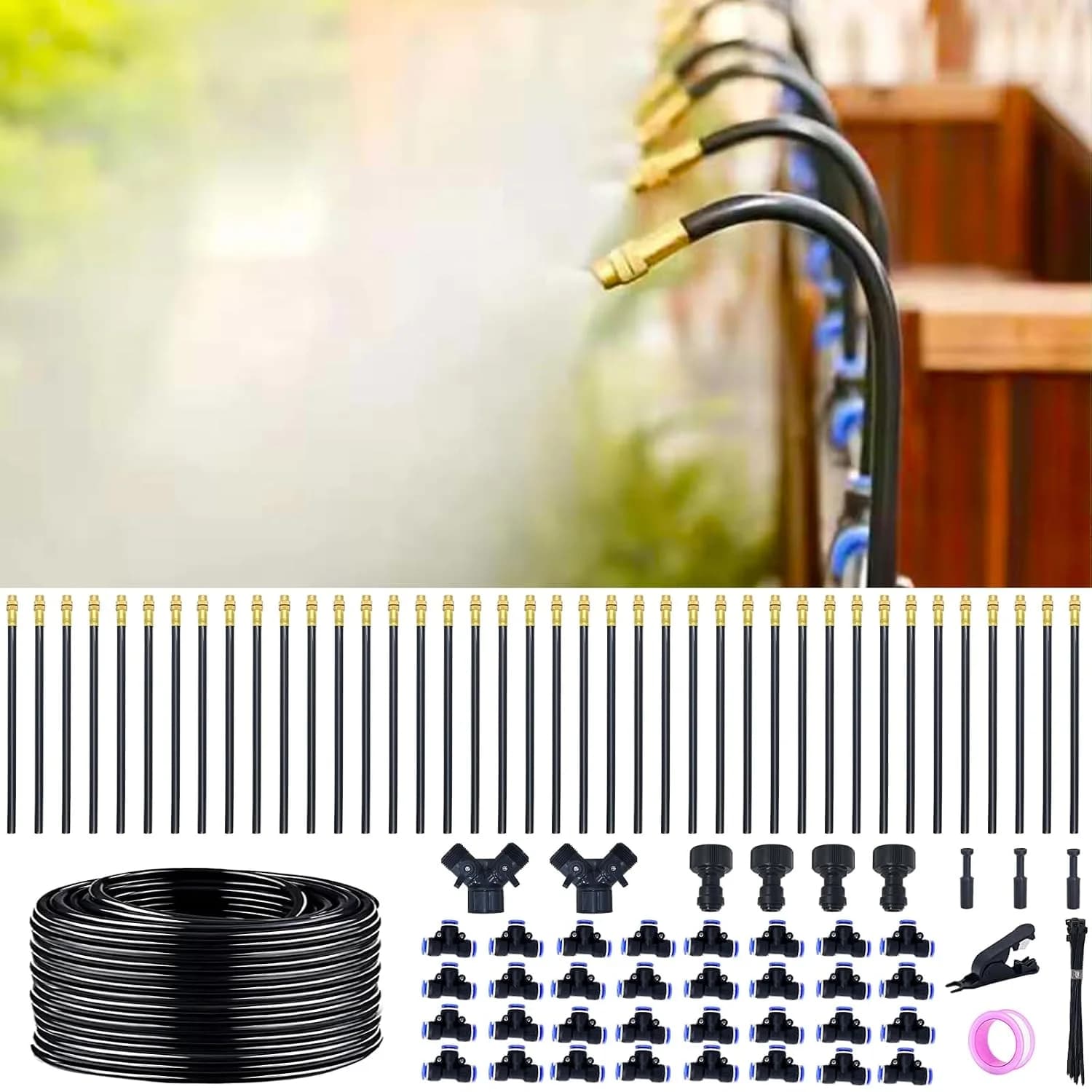 IrriNex 200 ft Drip Irrigation System Kit with 40 Adjustable Nozzles