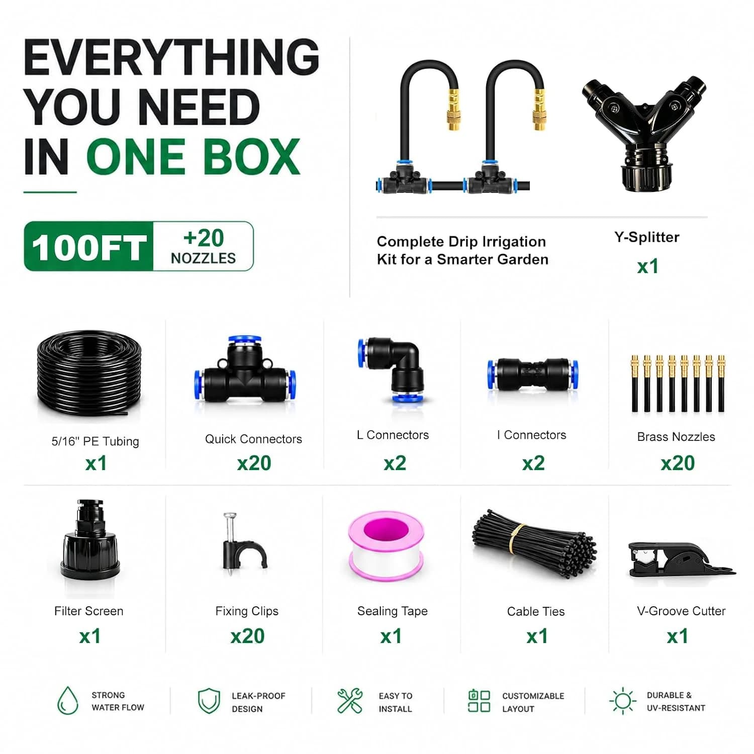 IrriNex 100 ft Drip Irrigation System Kit component view 2