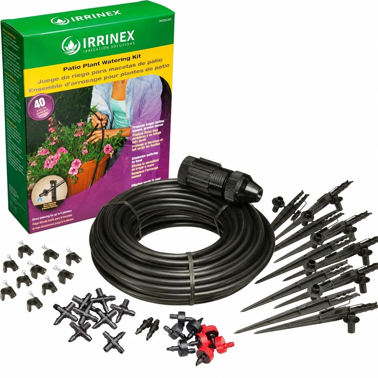 IrriNex Patio and Planter Drip Irrigation Kit with 1/4-inch Tubing