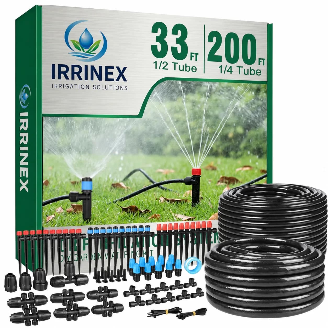 IrriNex 233 ft Quick-Connect Drip Irrigation System Kit