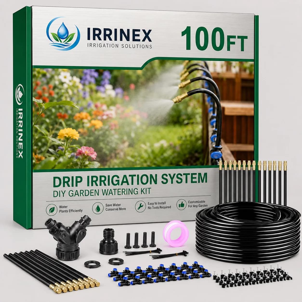 IrriNex 100 ft Drip Irrigation Kit – Model IRK-D4WZK5