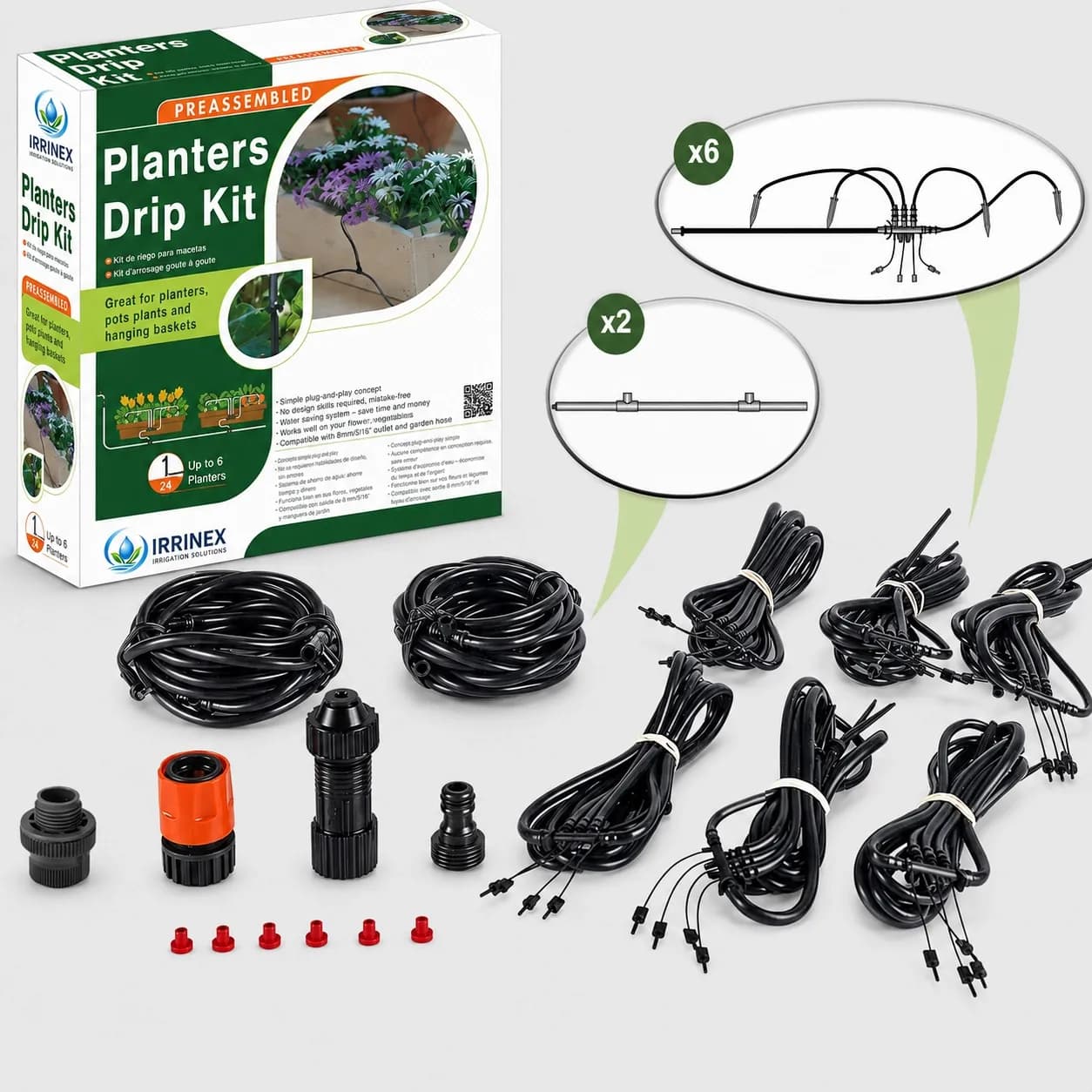 IrriNex Patio and Planter Drip Irrigation Kit with 24 Drippers