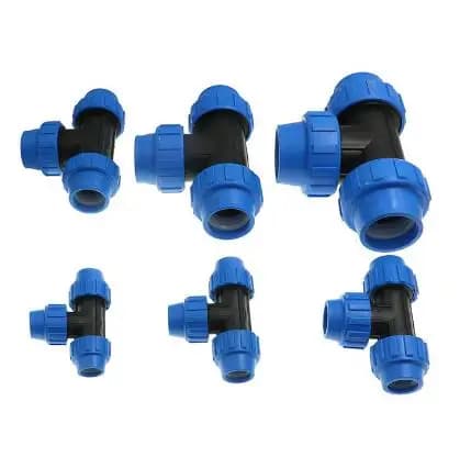 Connettore per tubo idrico e raccordo a compressione a T a 90 gradi per impianto di irrigazione
